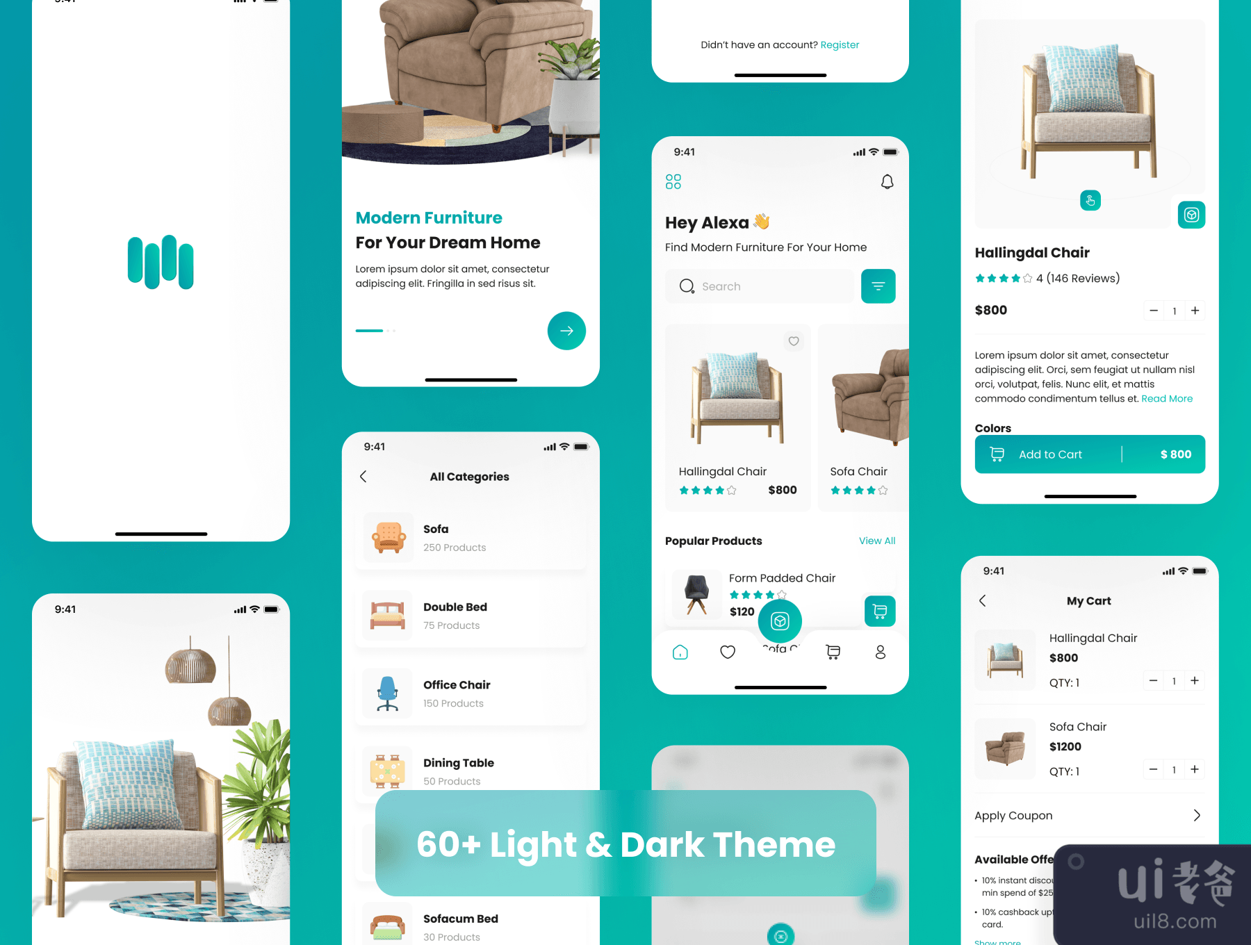 家具店应用UI套件 (Furniture Store App UI Kit)插图4