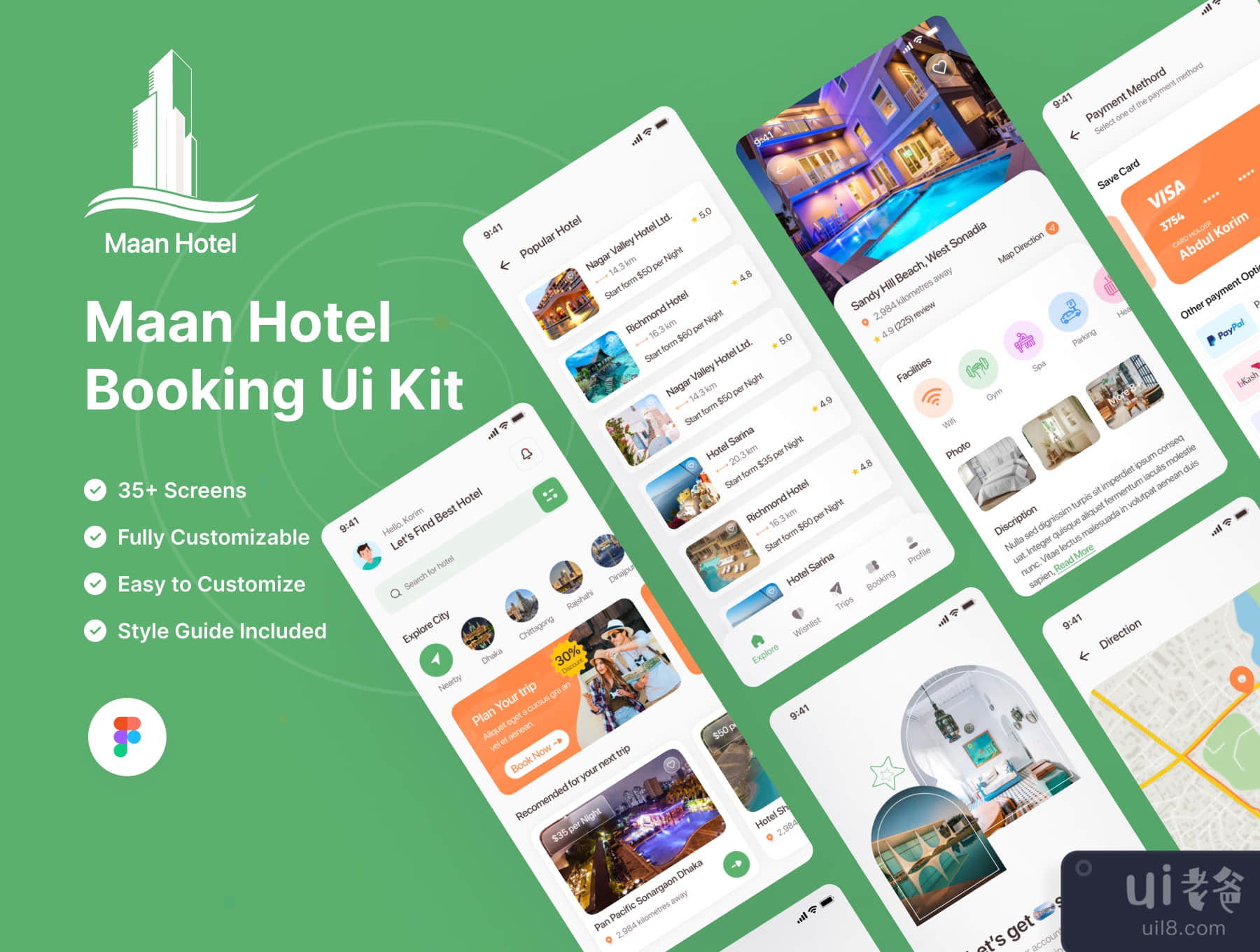 马安酒店预订应用程序Flutter UI Kit (Maan Hotel Booking App Flutter UI Kit)插图