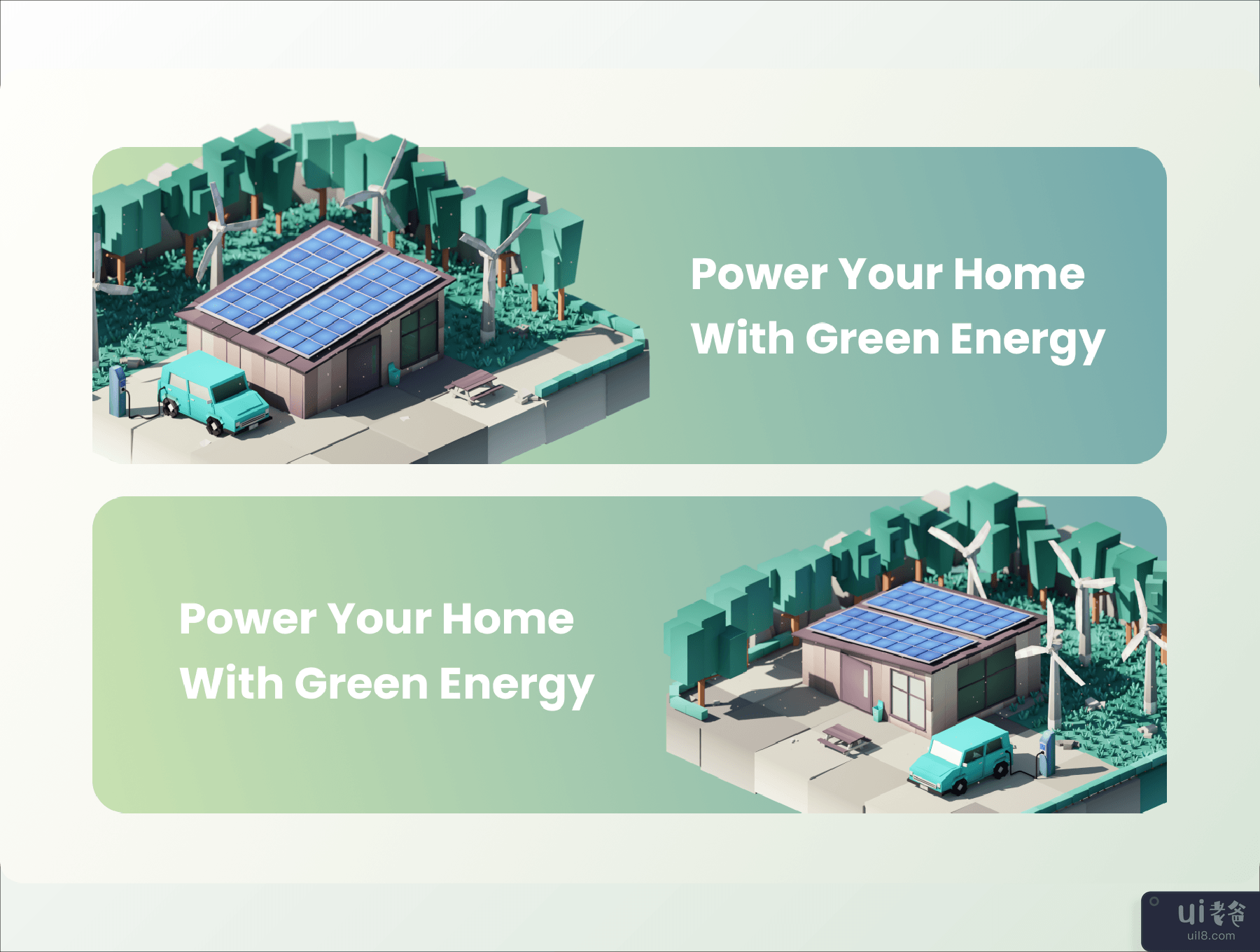绿色能源 3D 插画 (Green Energy 3D Illustration)插图
