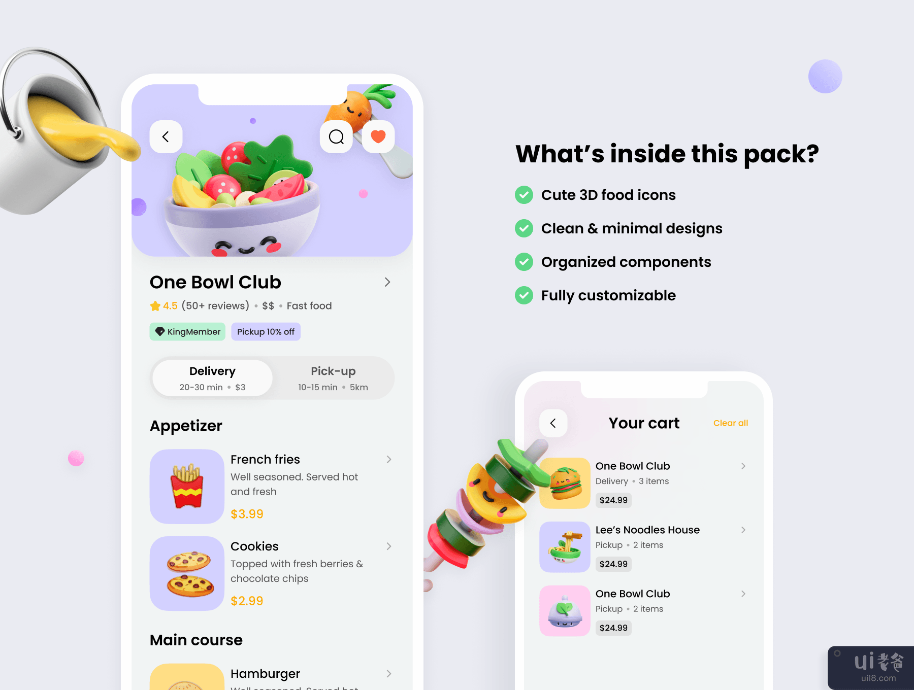 OrderKing - 食品配送 UI 工具包 (OrderKing - Food delivery UI Kit)插图3