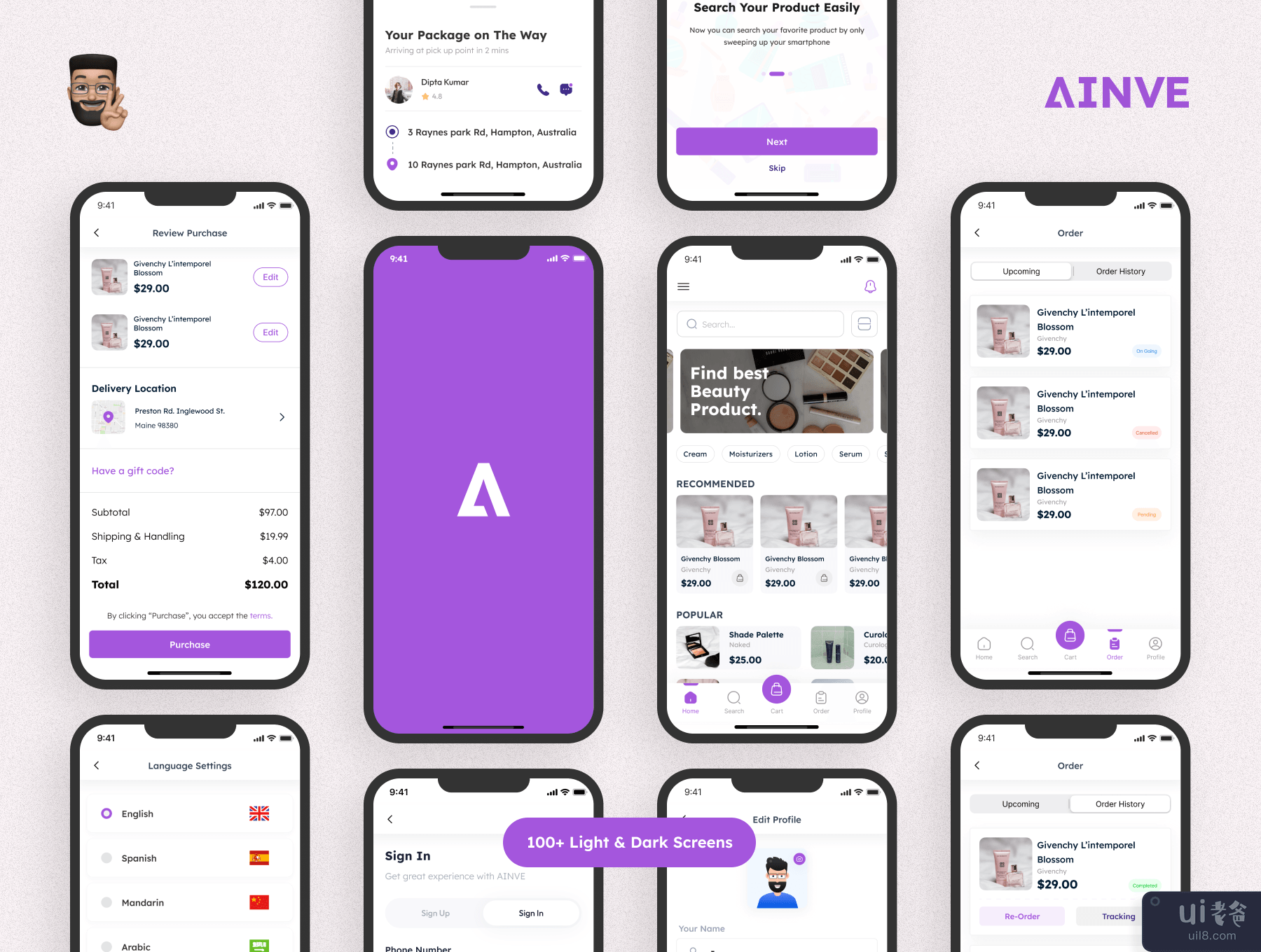 Ainve 美容产品应用程序设计 (Ainve Beauty Product App Design)插图2