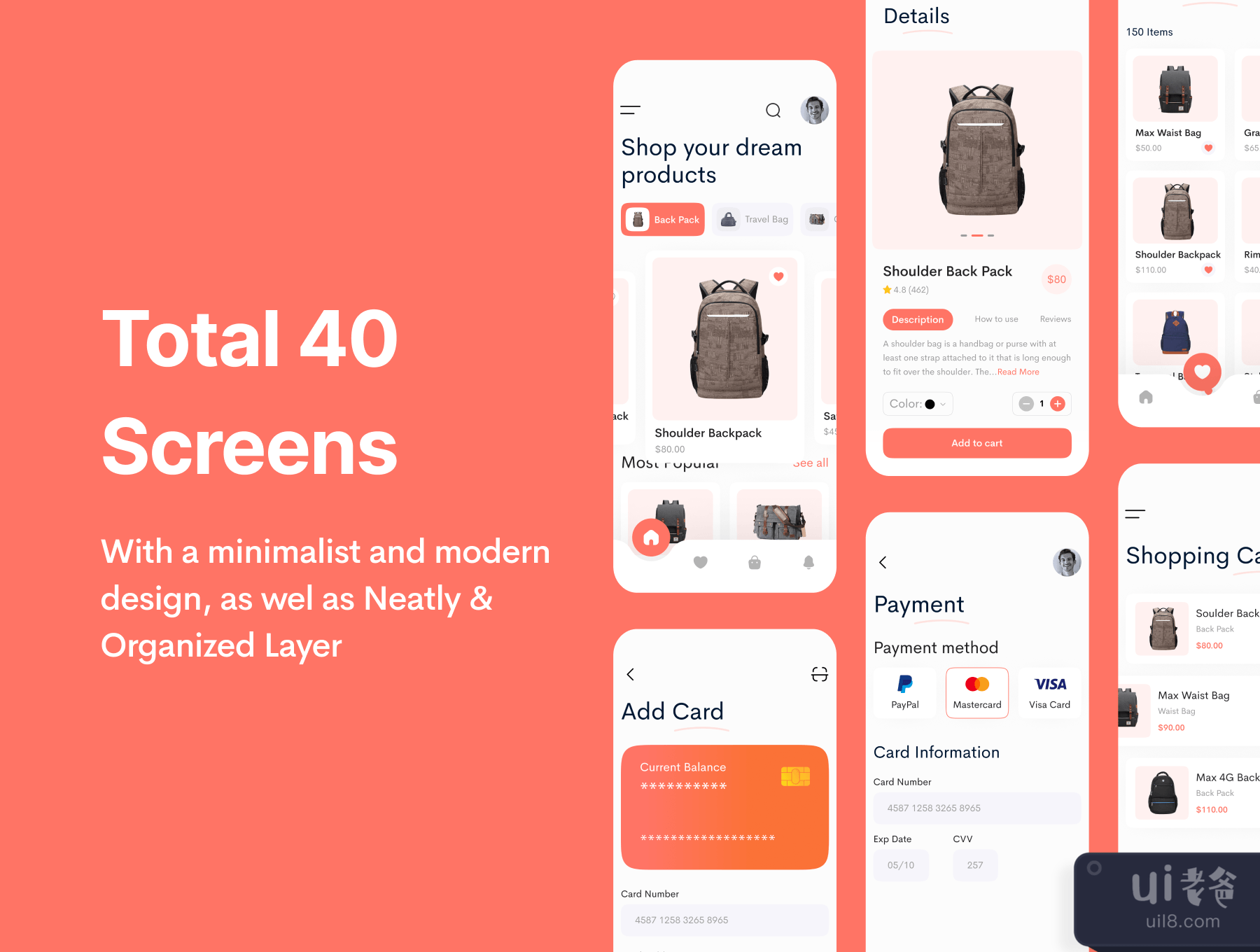 Baggio - 箱包商店应用程序UI工具包 (Baggio - Bag Store App UI Kit)插图