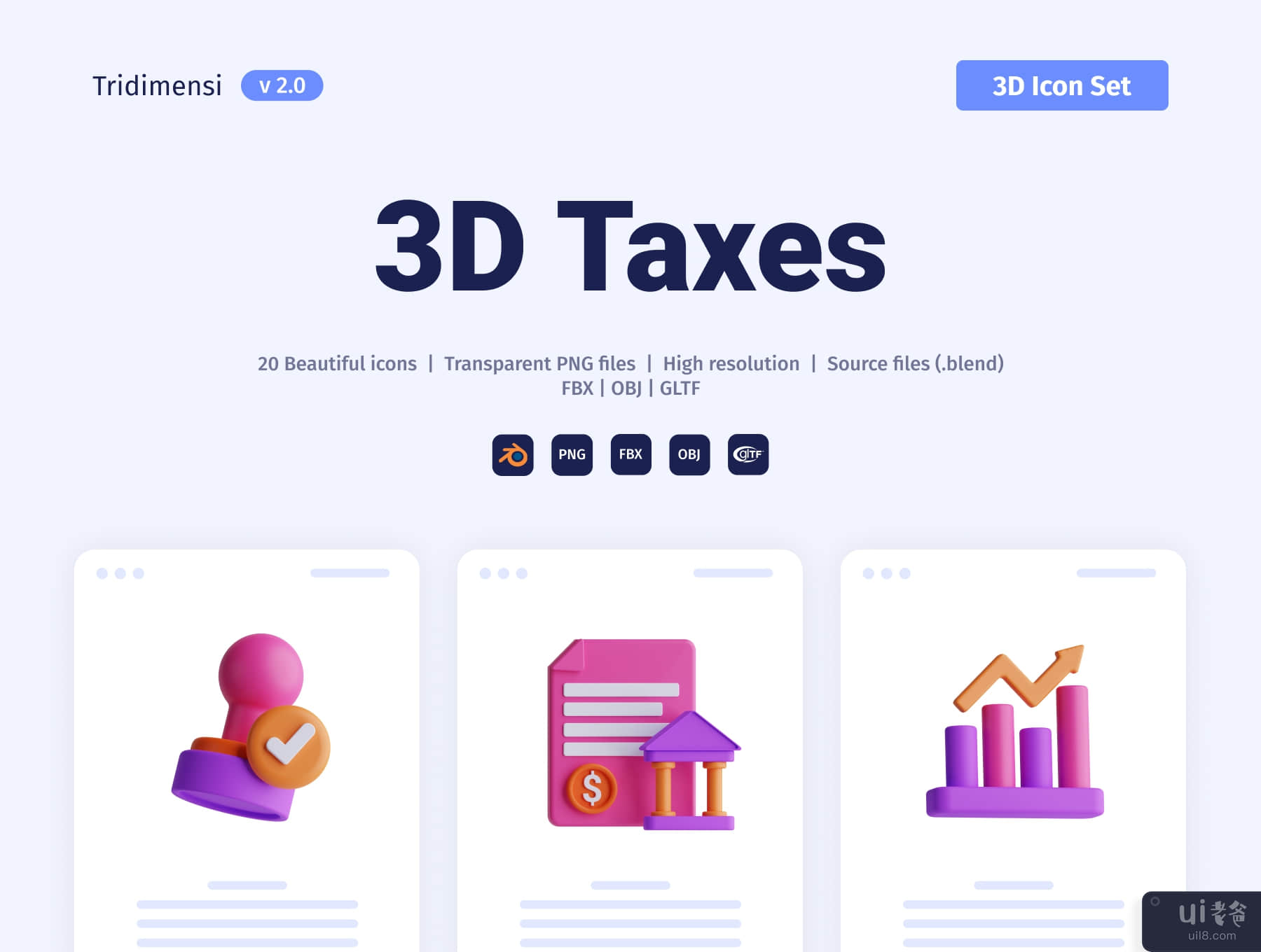 3D 税收图标集 (3D Taxes Icon Set)插图7