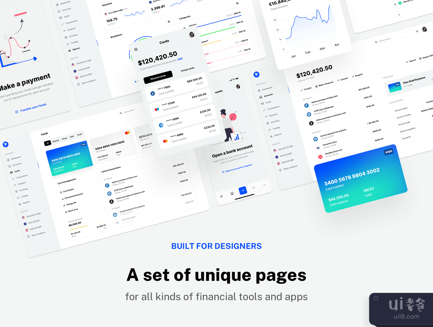 Paysa - 用于金融科技初创企业、银行和金融应用程序的UI套件 (Paysa - UI kit for FinTech Startups, Banking, and Finance Apps)插图1