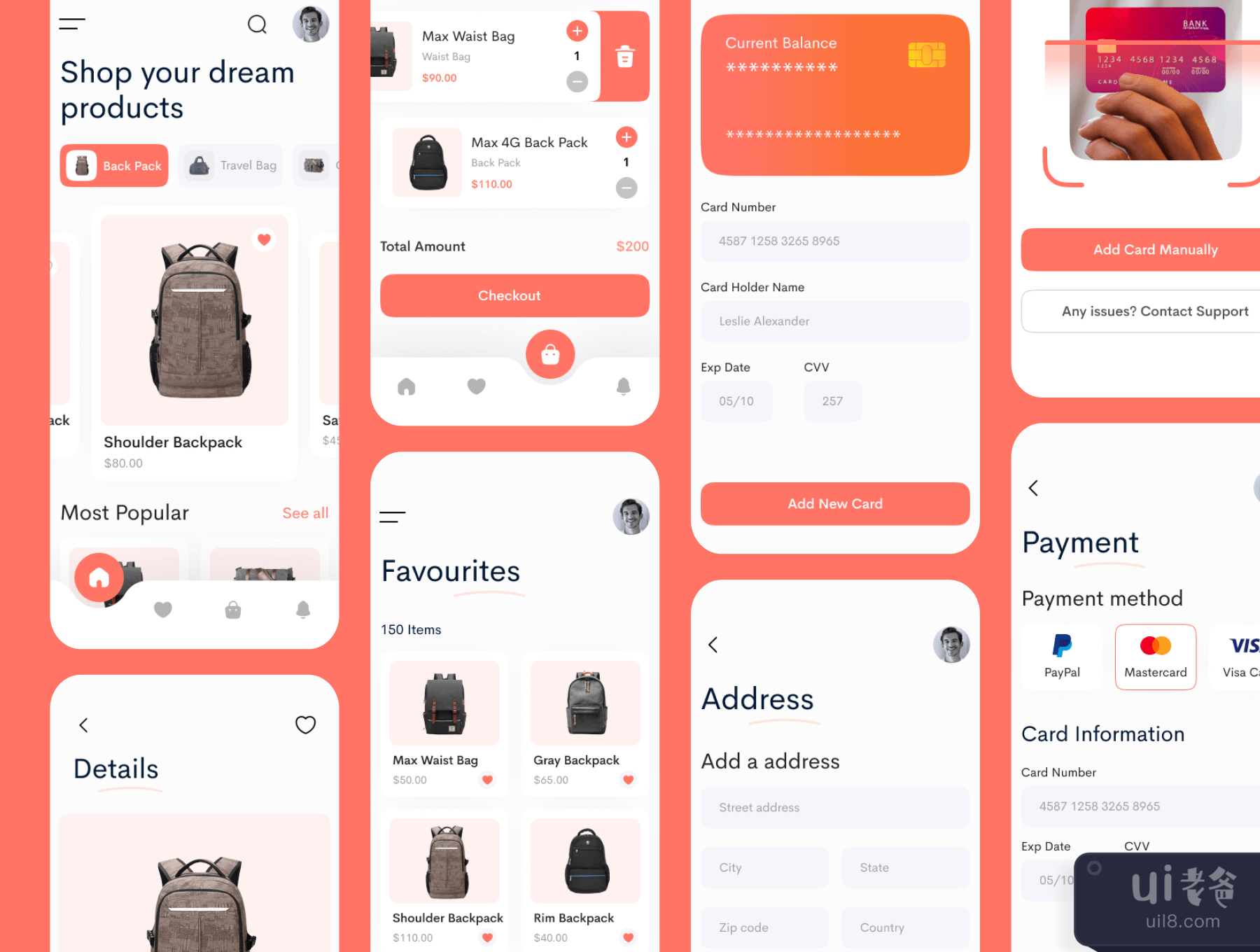 Baggio - 箱包商店应用程序UI工具包 (Baggio - Bag Store App UI Kit)插图1