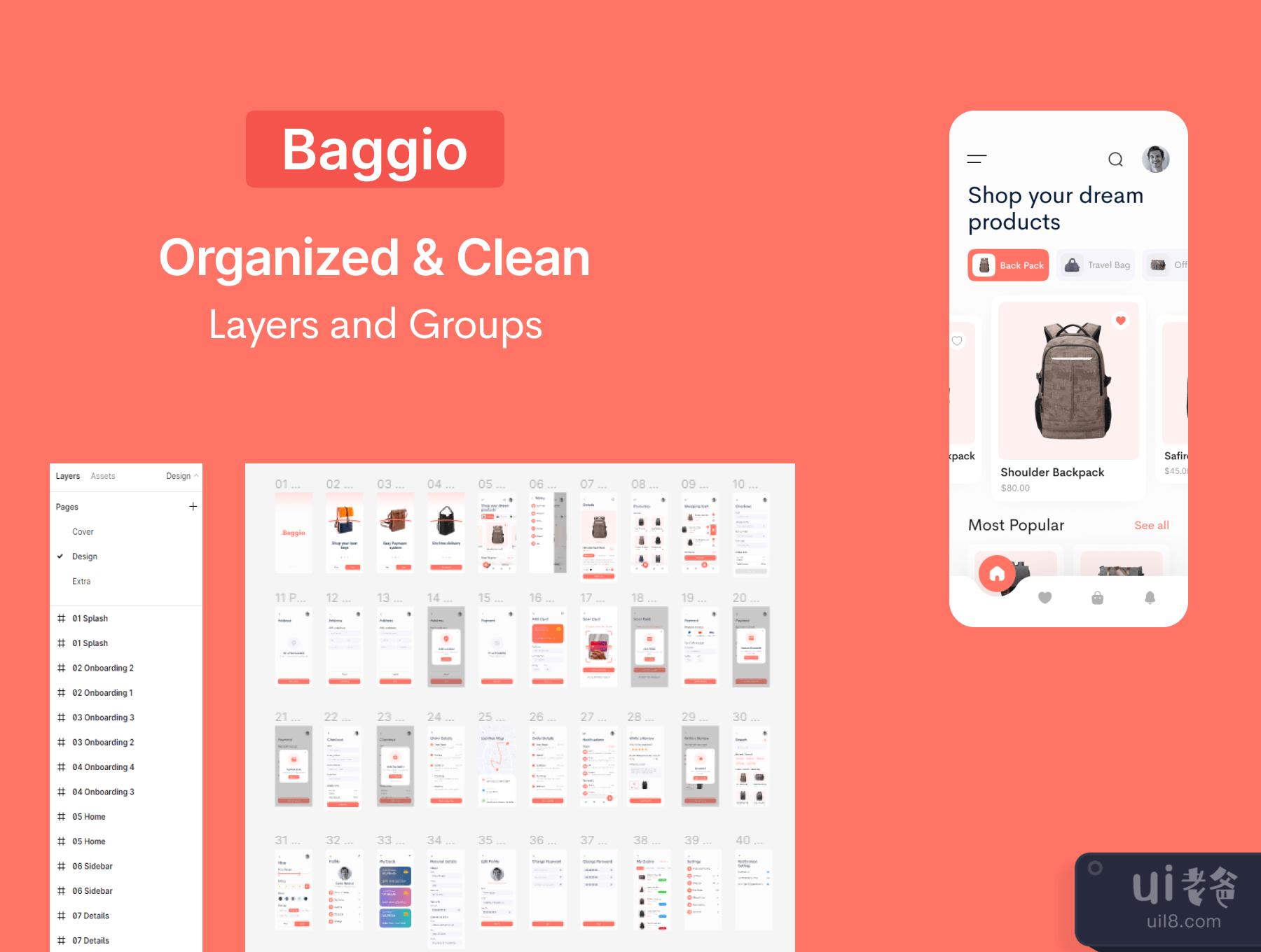 Baggio - 箱包商店应用程序UI工具包 (Baggio - Bag Store App UI Kit)插图3