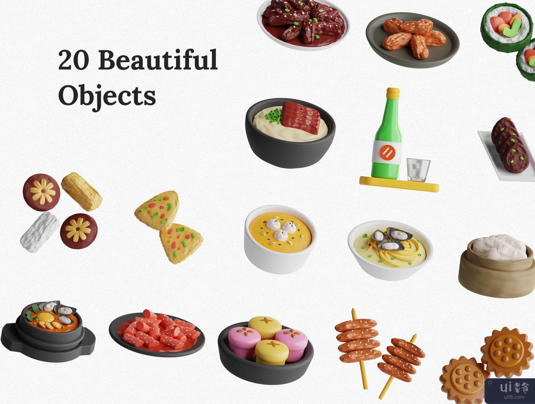 韩国食品 3D 图标集 (Korean Food 3D Icon Set)插图2