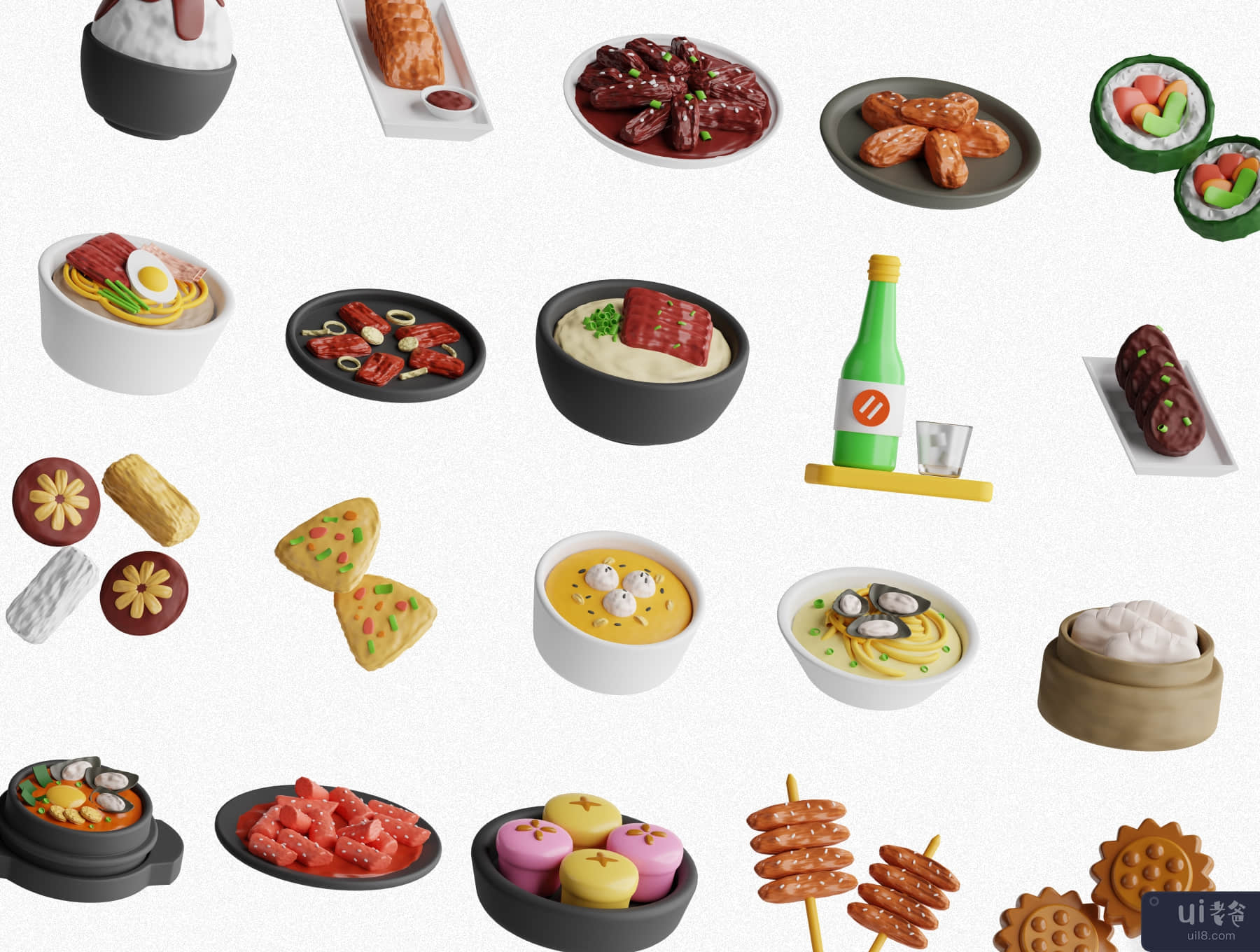 韩国食品 3D 图标集 (Korean Food 3D Icon Set)插图1