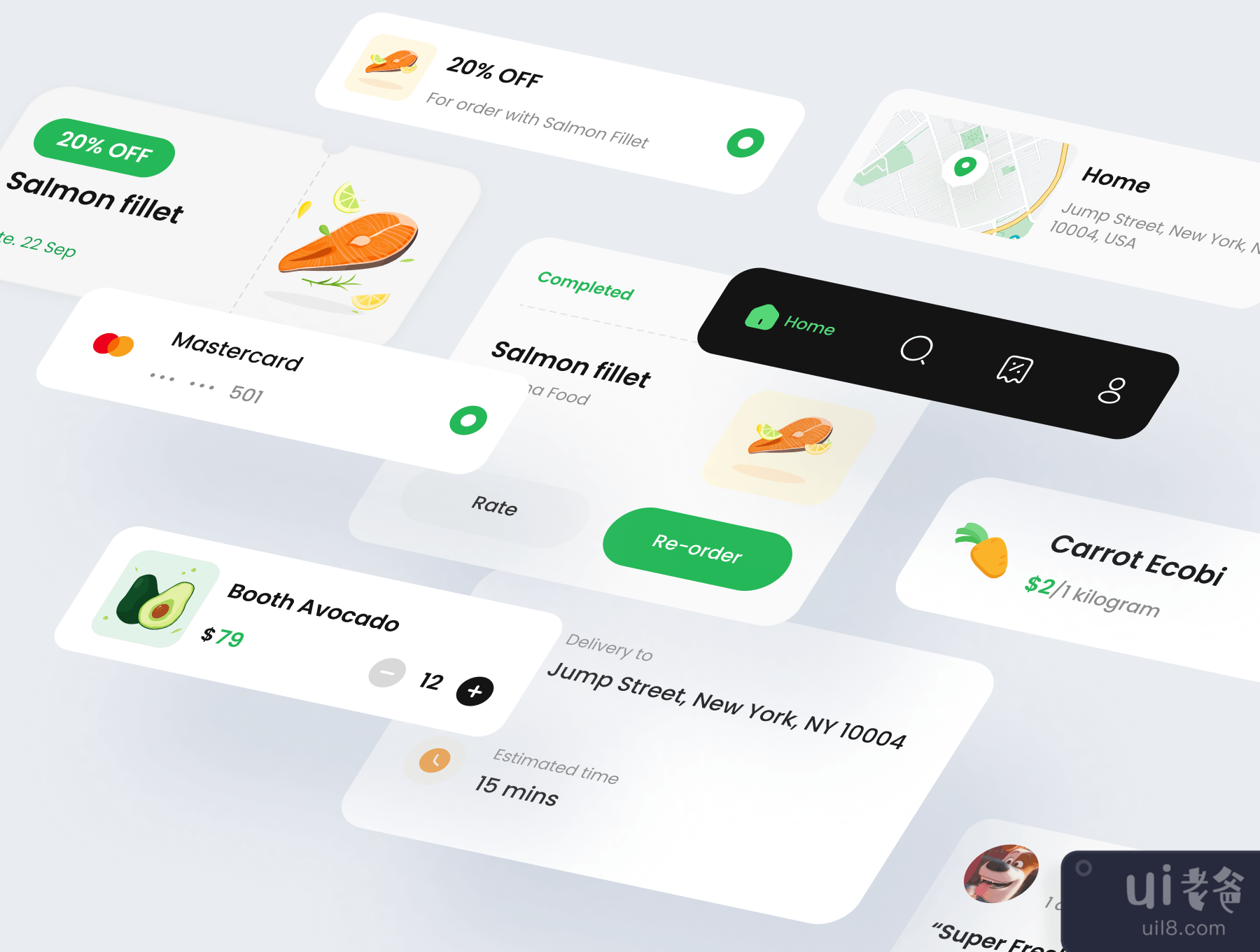 Ecobi - 食品和快递UI工具包 (Ecobi - Food & Delivery UI Kit)插图5