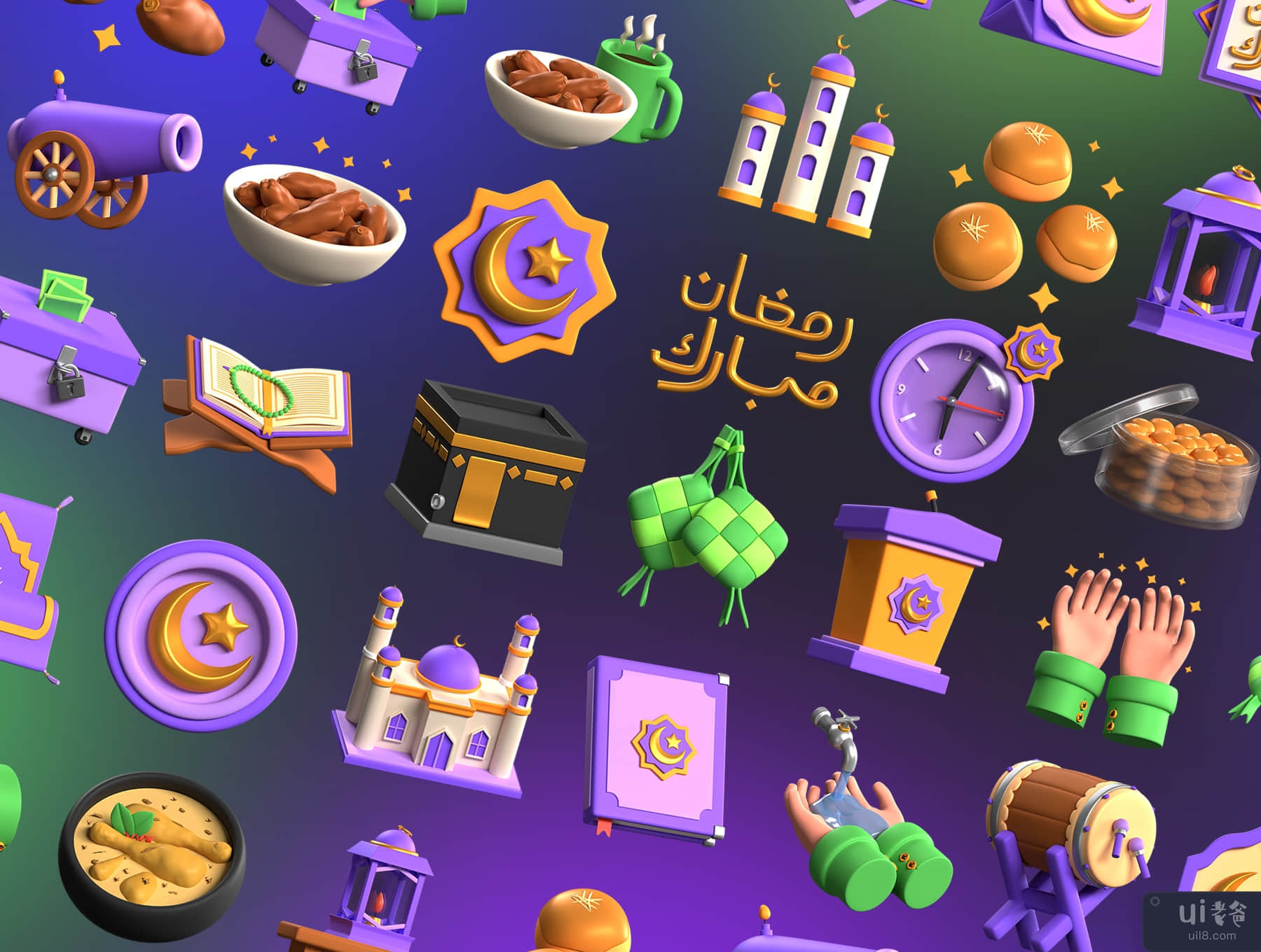 斋月卡里姆三维插图 (Ramadan Kareem 3D Illustrations)插图