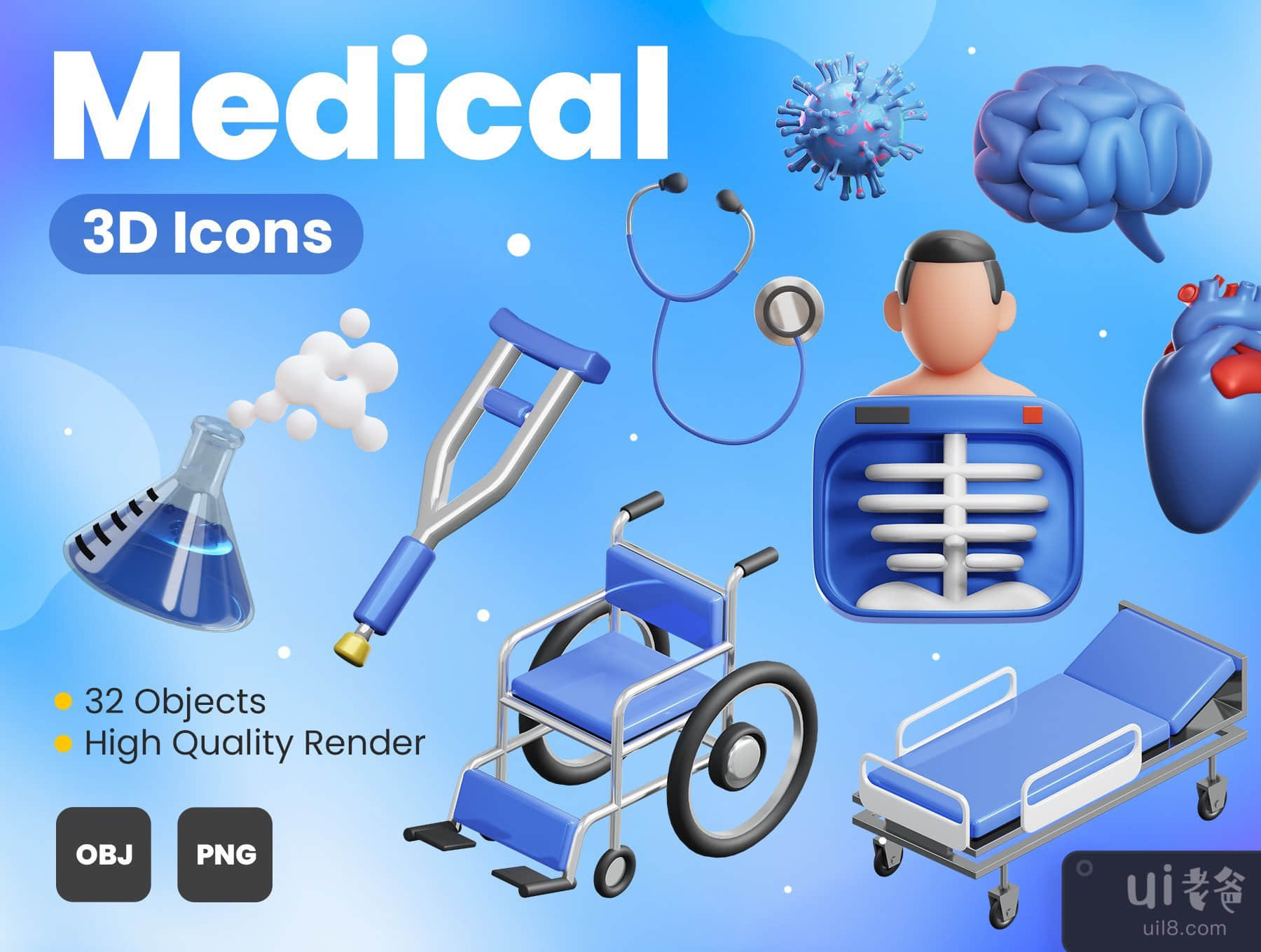 医疗3D图标 (Medical 3D Icons)插图