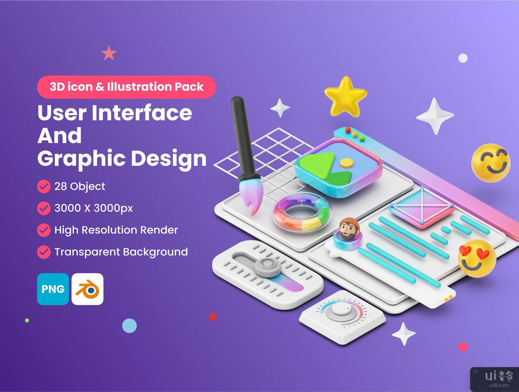 用户界面和平面设计 3D 图标和插图包 (User Interface And Graphic Design 3D Icon & illustration pack)插图7