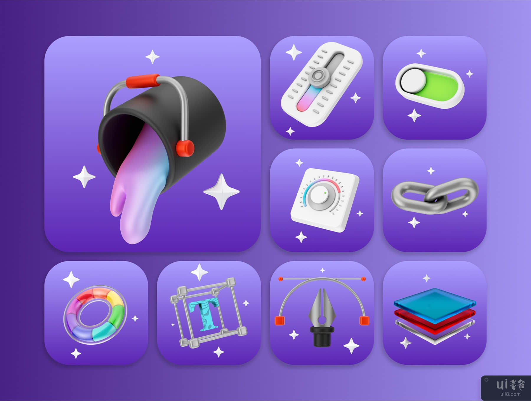 用户界面和平面设计 3D 图标和插图包 (User Interface And Graphic Design 3D Icon & illustration pack)插图