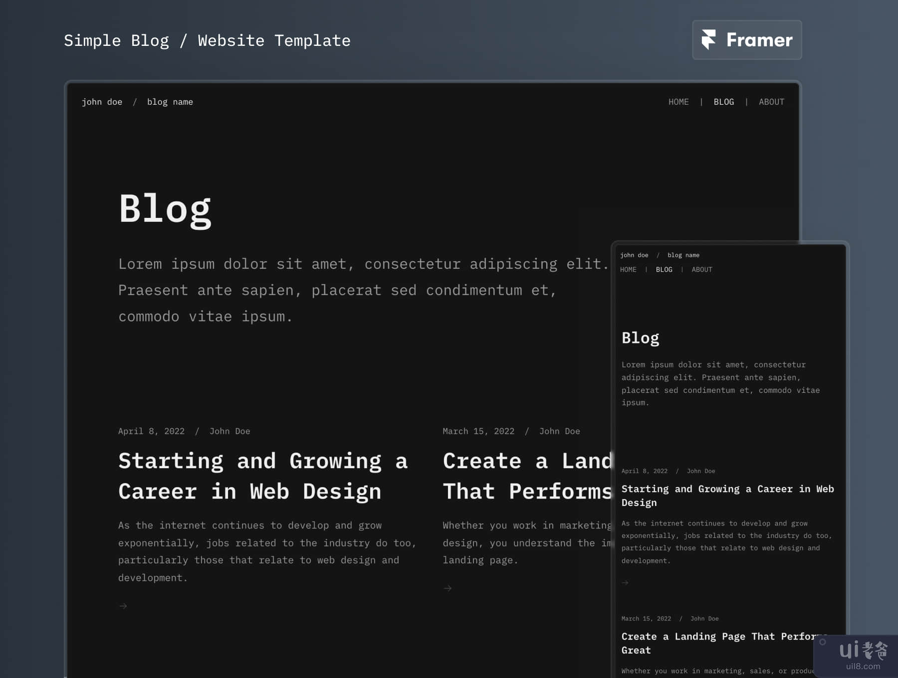 简单博客 - 框架模板 (Simple Blog - Framer Template)插图7