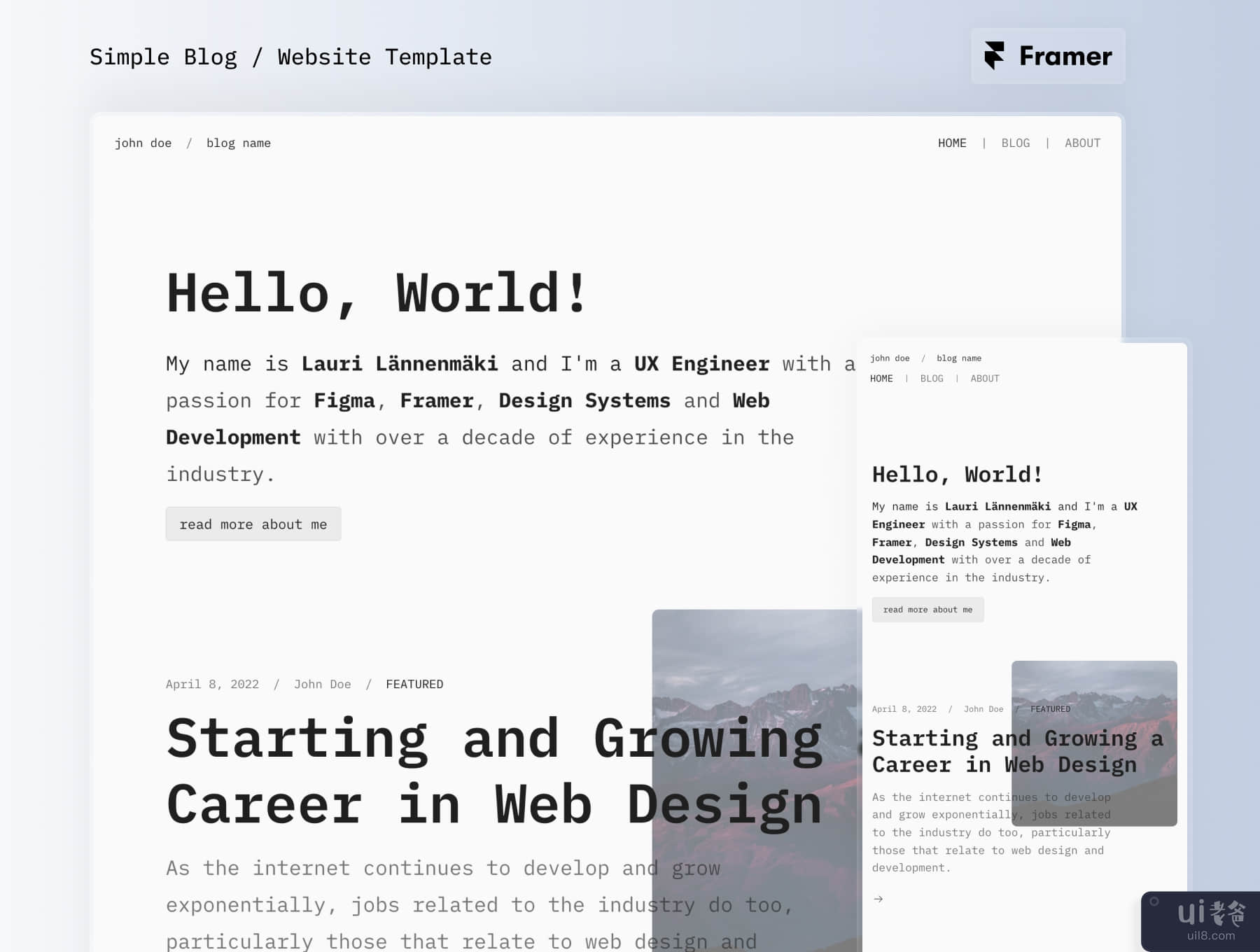 简单博客 - 框架模板 (Simple Blog - Framer Template)插图4