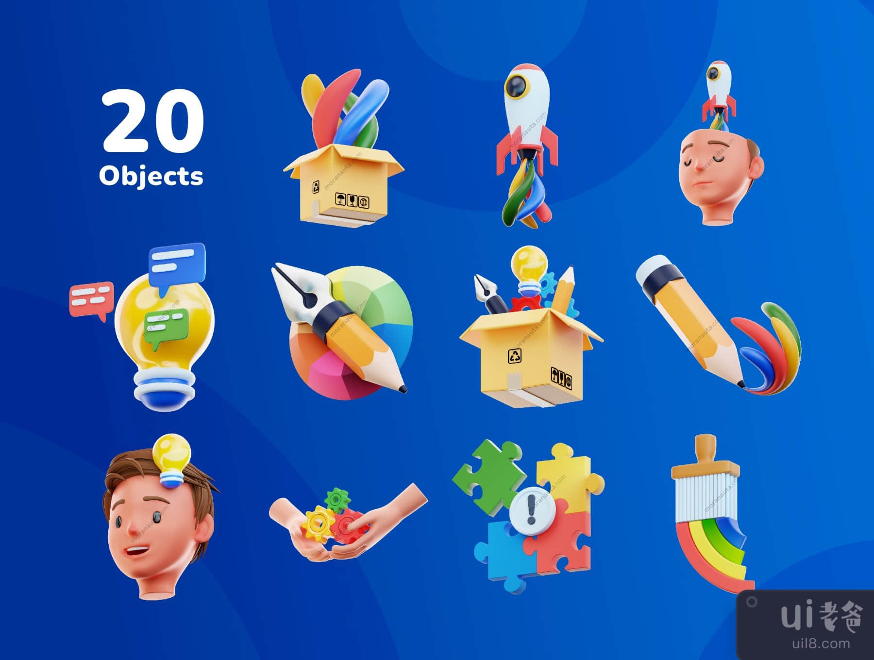 20个3D设计思维图标集 (20 3D Design Thinking Icon Set)插图4