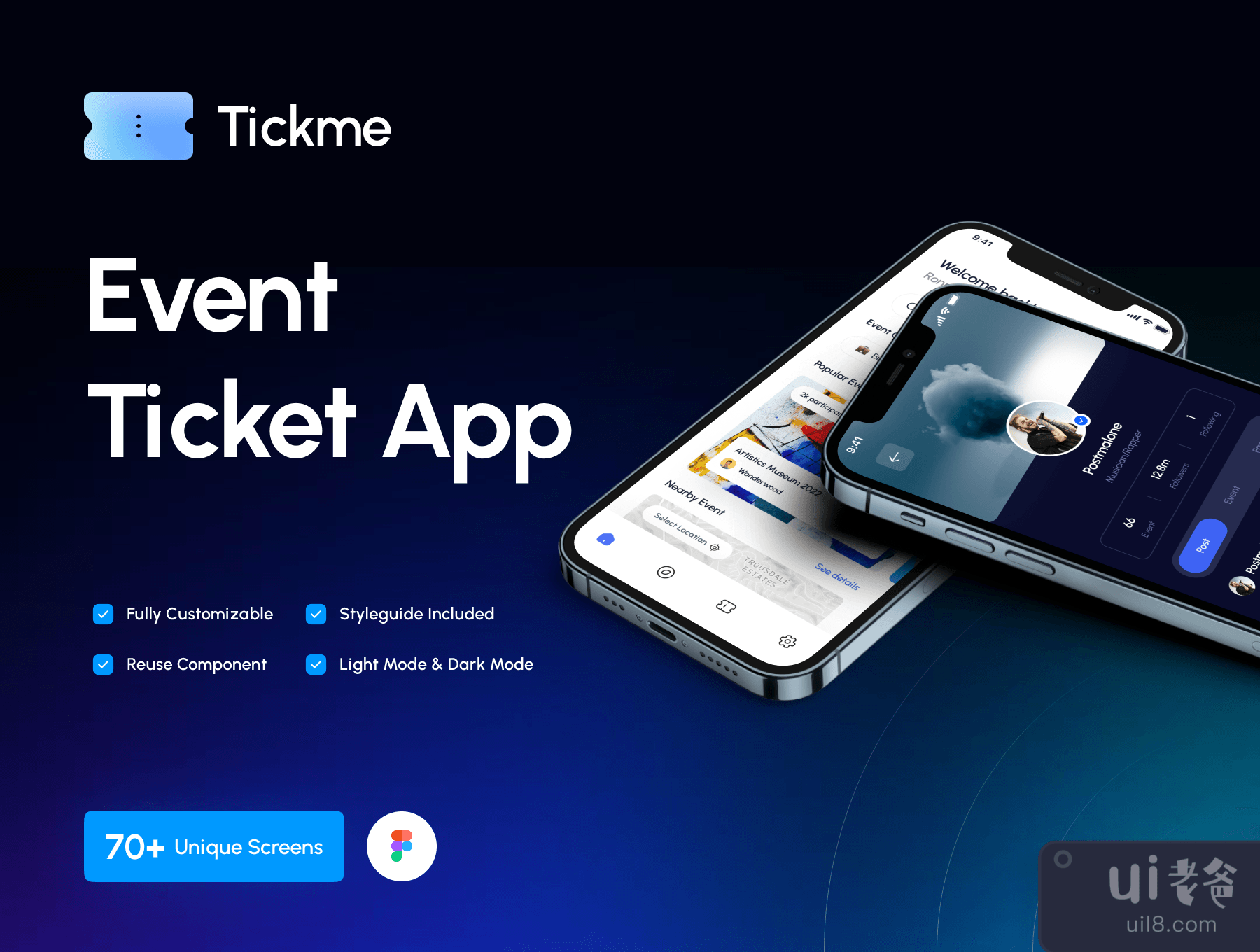 Tickme - 活动门票应用UI套件 (Tickme - Event Ticket App UI Kit)插图