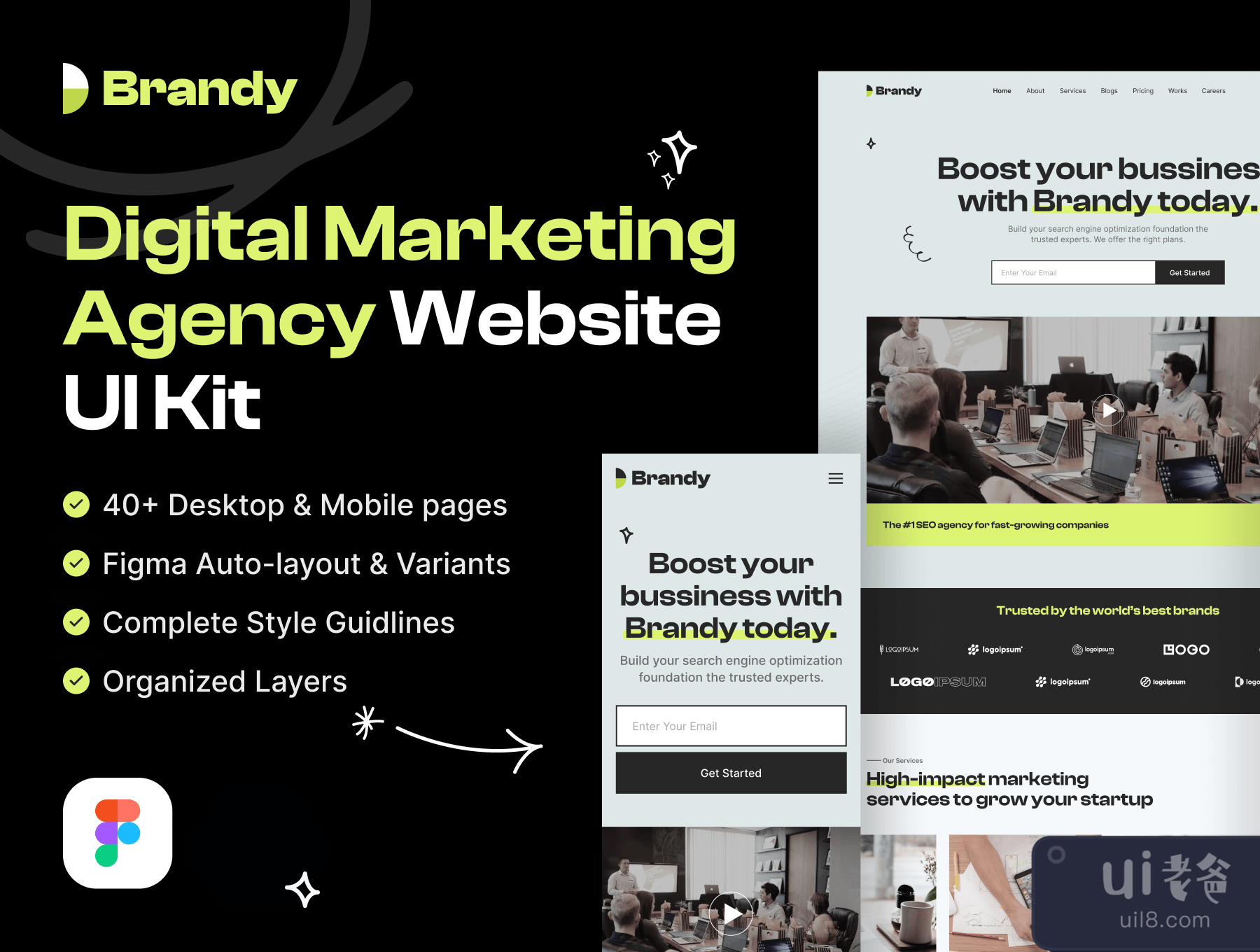 白兰地 - 数字营销机构网站UI包(Brandy - Digital Marketing Agency Website UI Kit)插图3