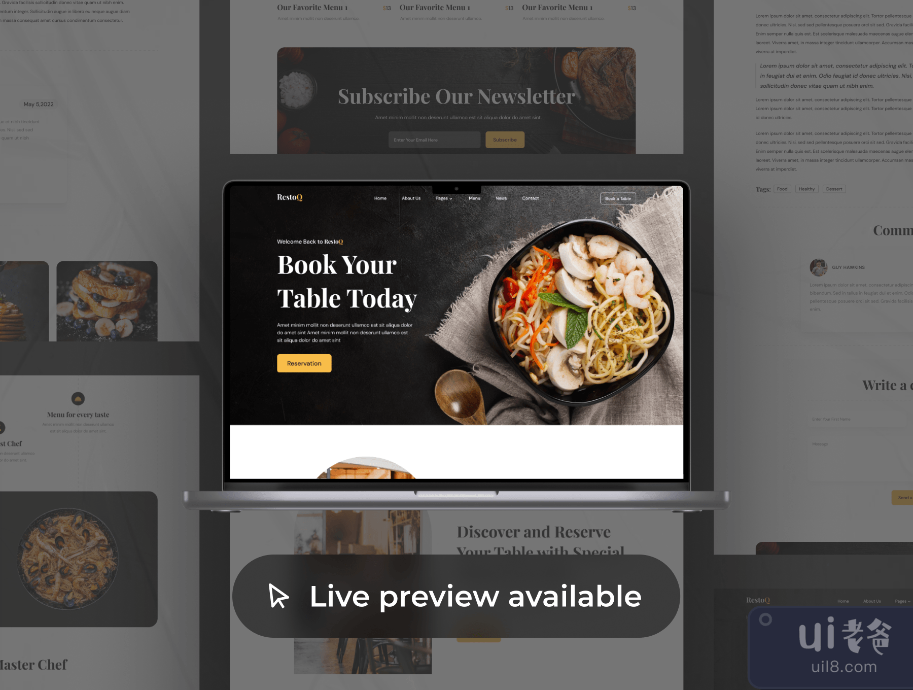 RestoQ - 餐厅网页模板(RestoQ - Restaurant Web Templates)插图
