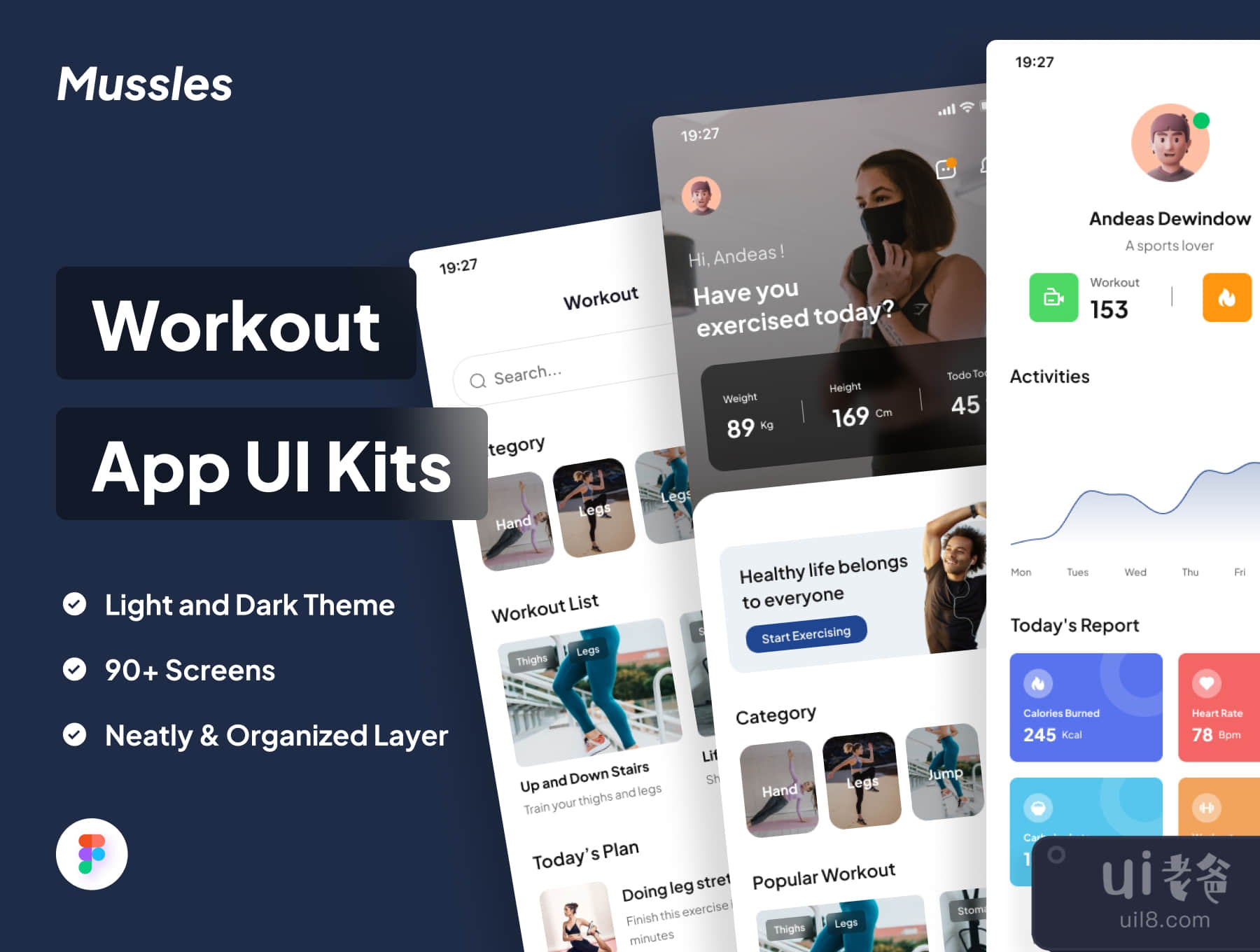 Mussles - 锻炼应用程序的UI套件(Mussles - Workout Apps UI Kits)插图3