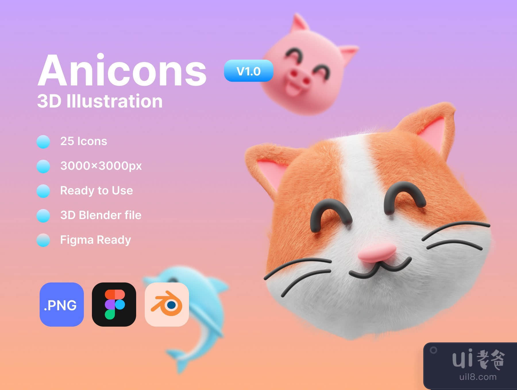 Anicons 3D图标包(Anicons 3D Icons pack)插图5