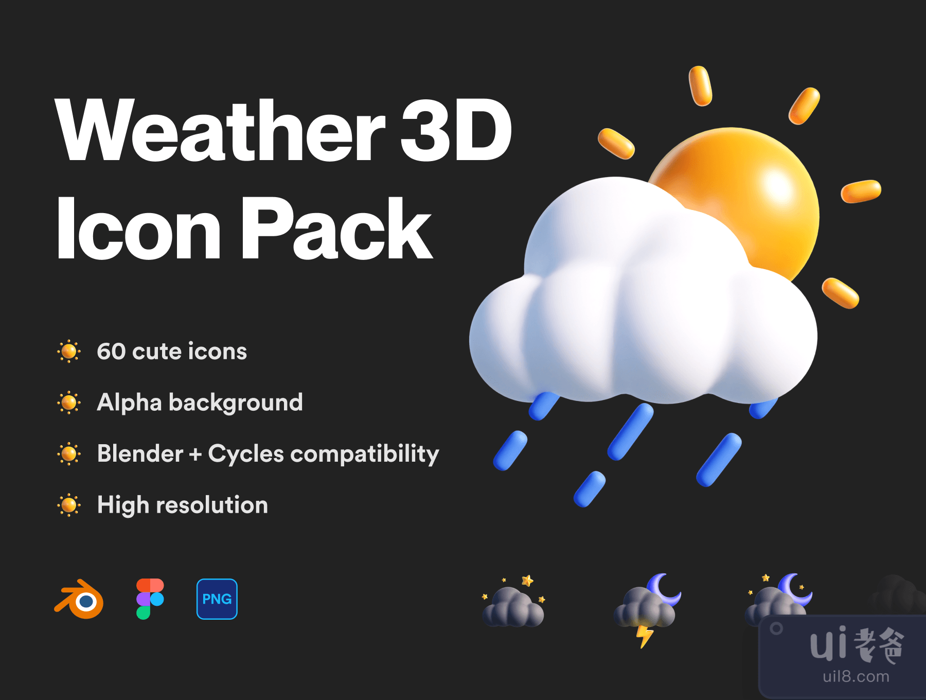 天气3D图标包(Weather 3D Icon Pack)插图