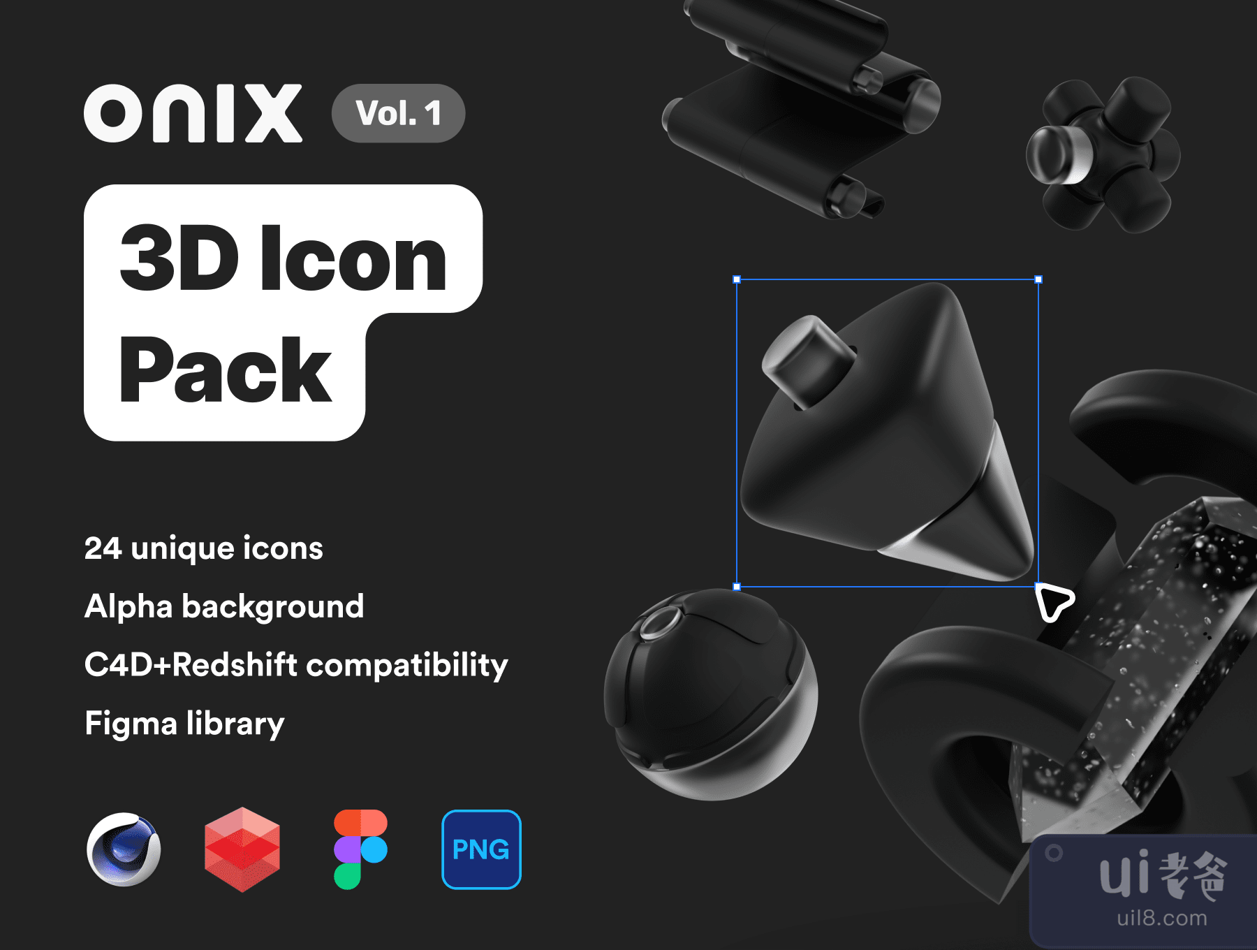 Onix vol. 1 - 3D图标包(Onix vol. 1 – 3D Icon Pack)插图2