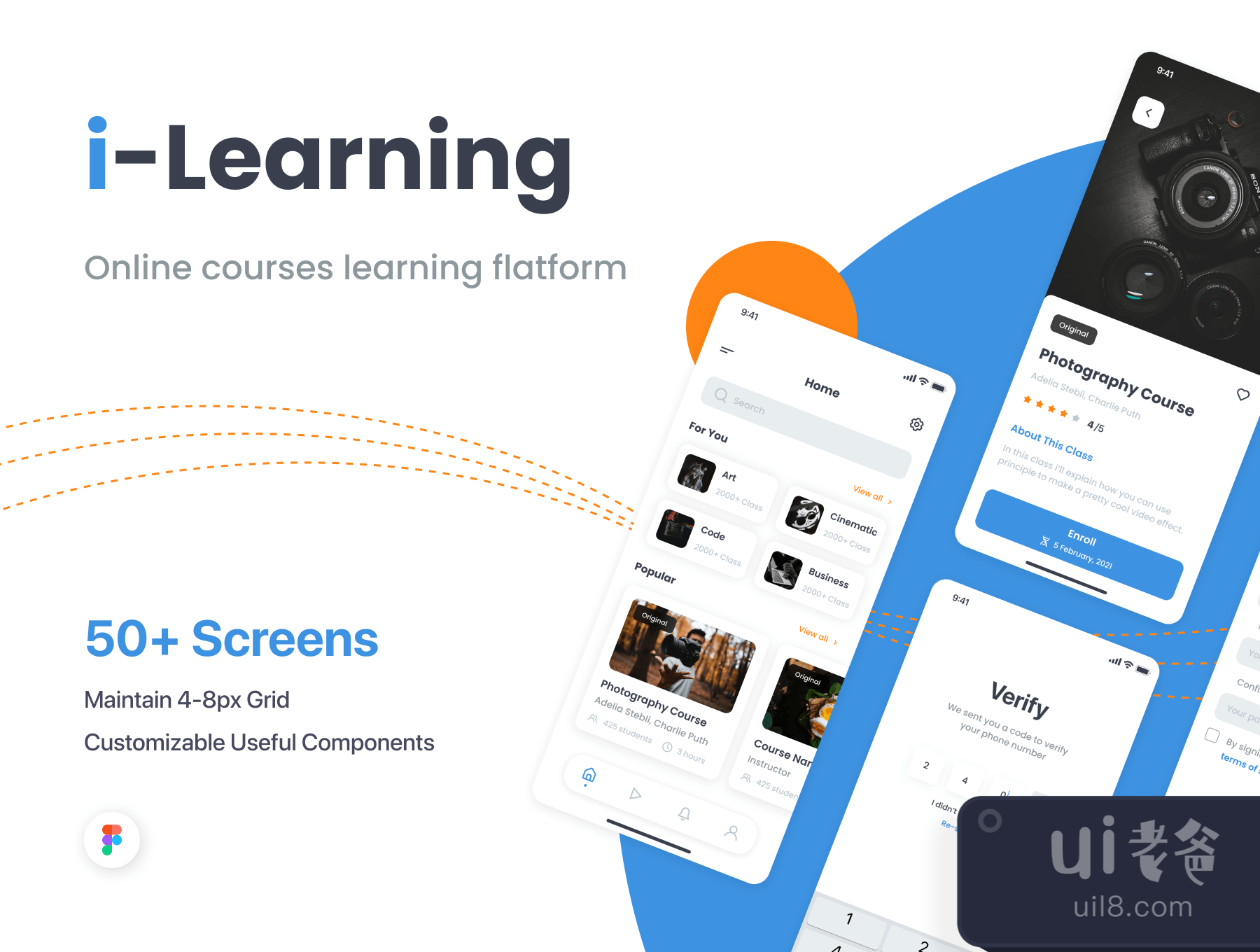 i-Learning - 教育应用UI套件 (i-Learning - Education App UI Kit)插图