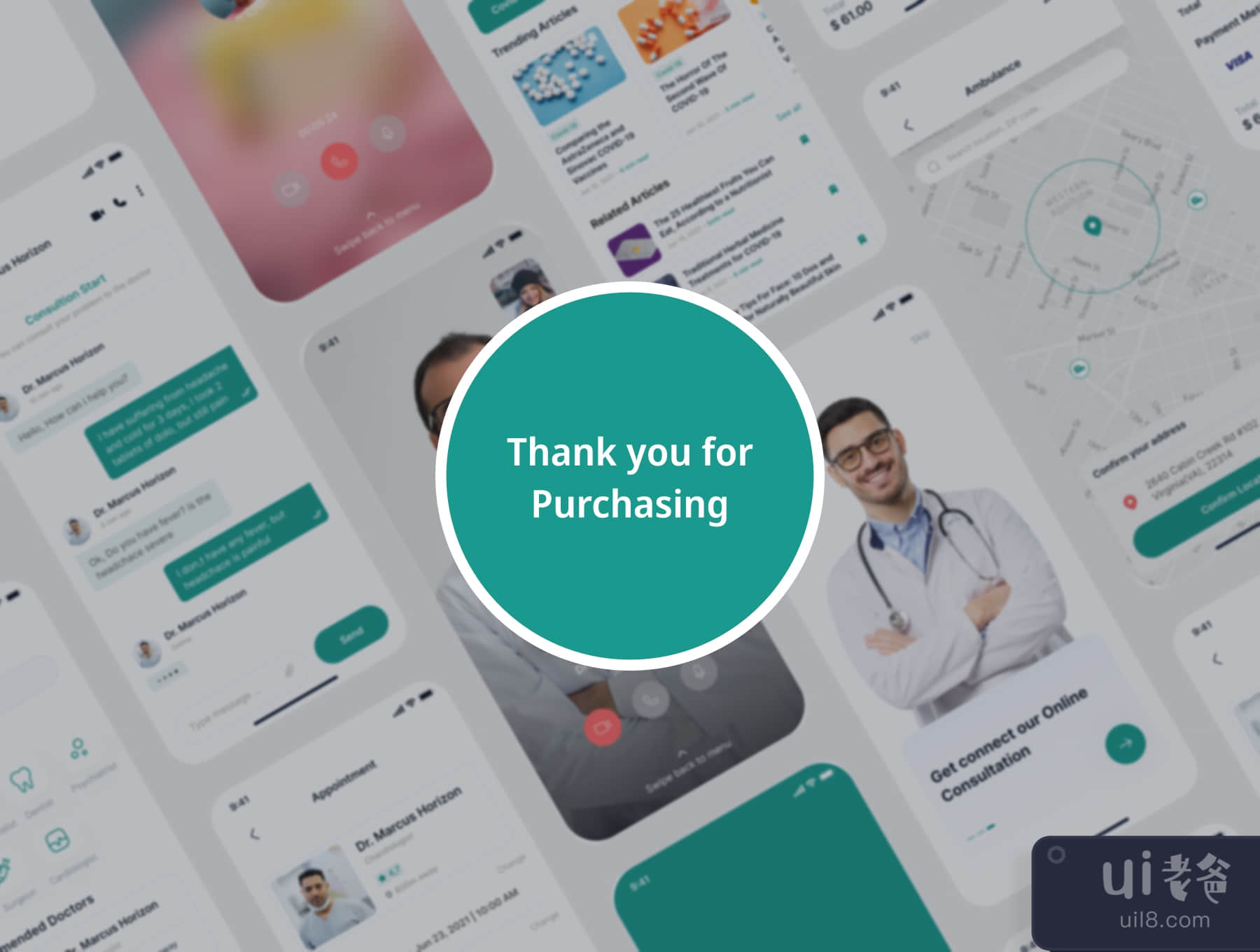 医务人员 - 医疗应用UI套件 (Medics - Medical App UI Kit)插图6