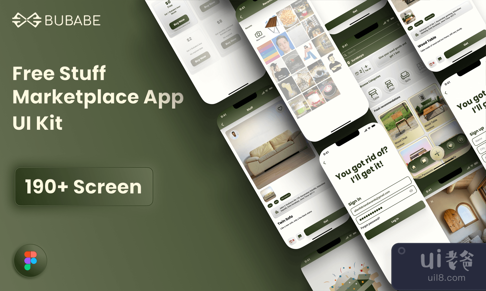 Bubabe - 免费物品市场应用UI工具包 (Bubabe - Free Stuff Marketplace App UI Kit)插图1