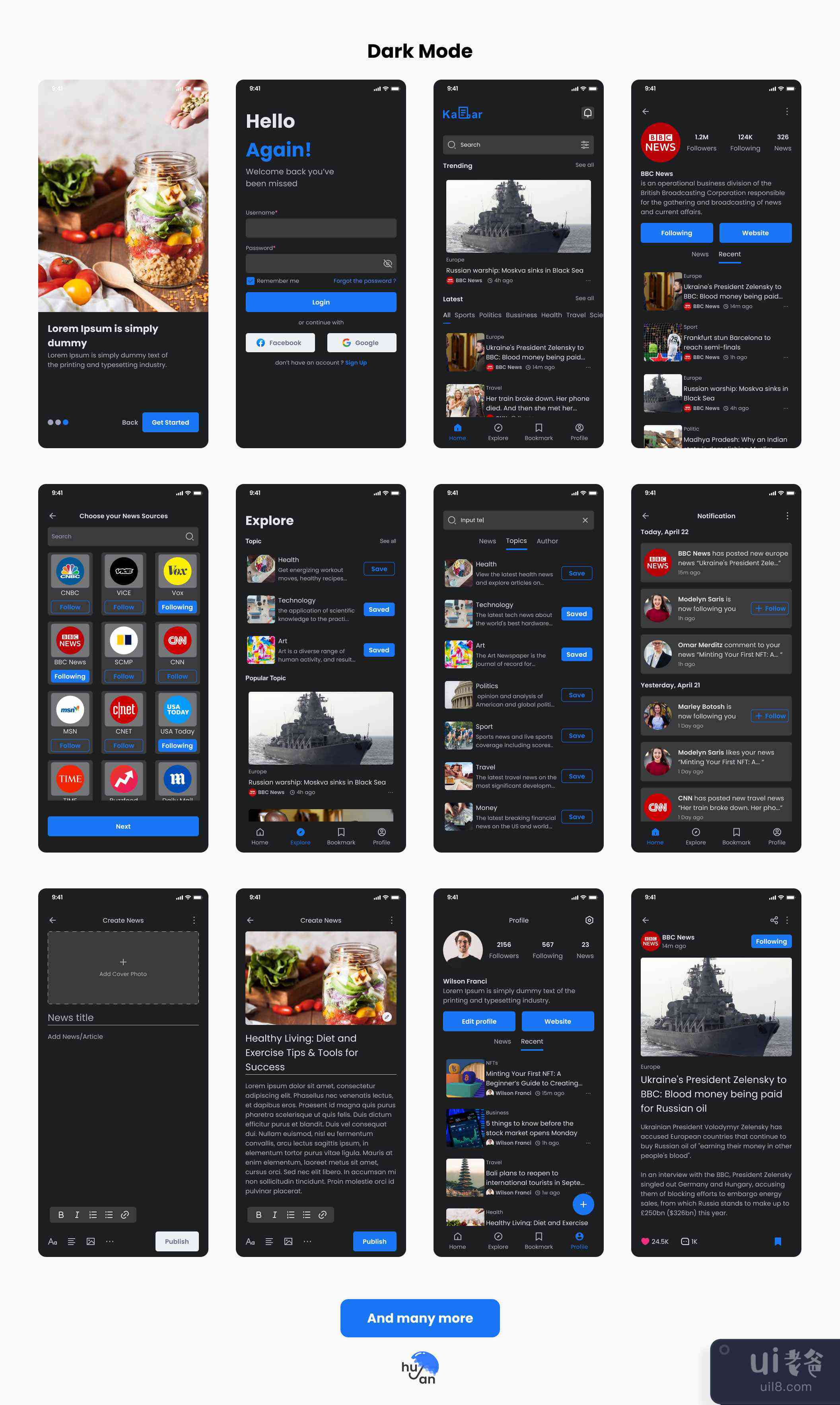 Kabar - 新闻应用UI工具包 (Kabar - News app UI Kit)插图8