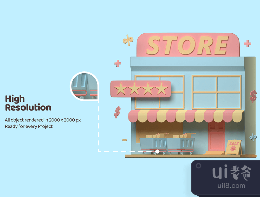 三维插图购物 (3D Illustration Shopping)插图