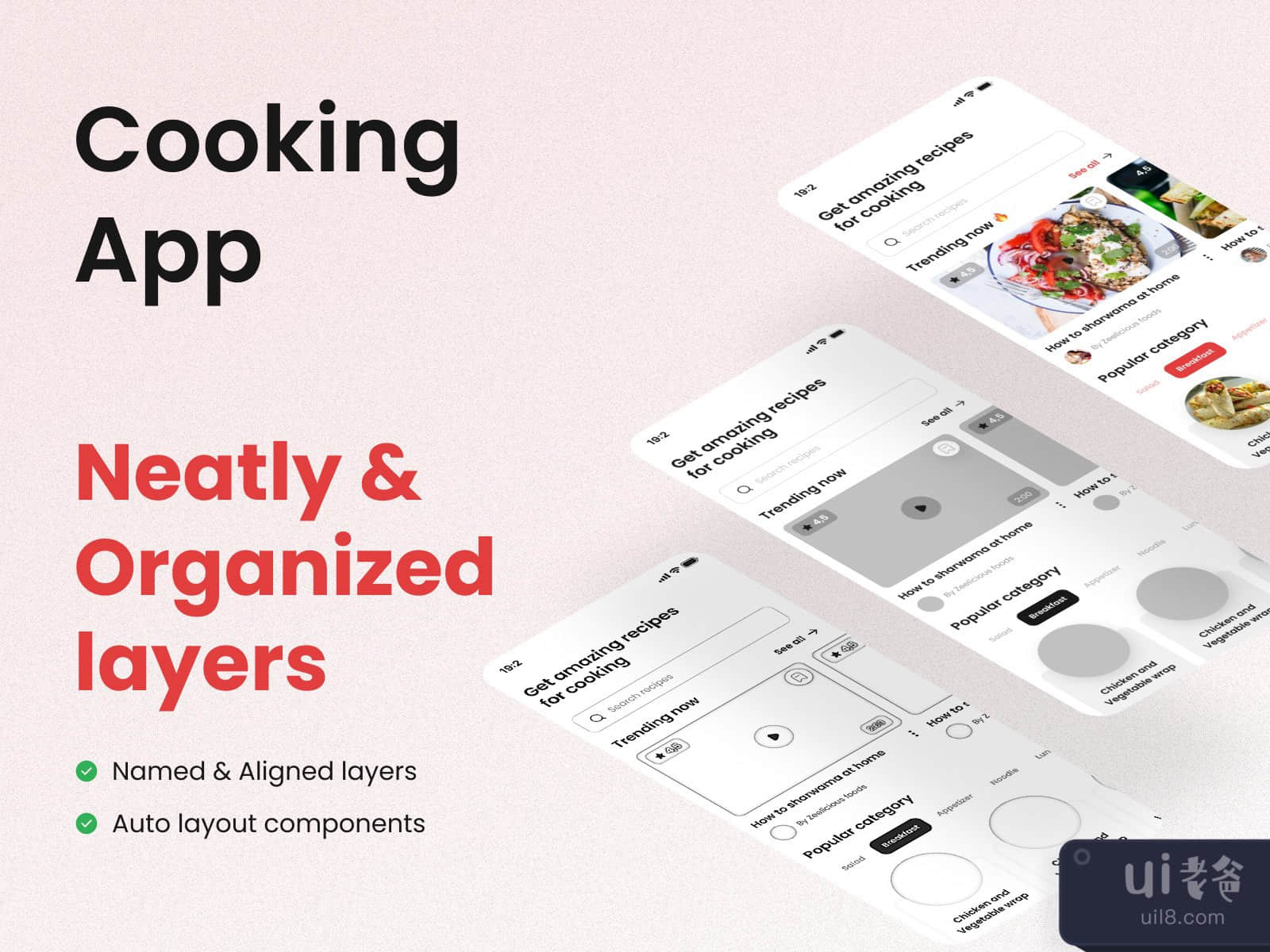 烹饪应用UI套件 (Cooking App UI Kit)插图1