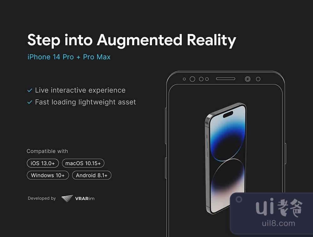 用于增强现实的iPhone 14 Pro和Pro Max 3D模型 (iPhone 14 Pro and Pro Max 3D model for Augmented Reality)插图3
