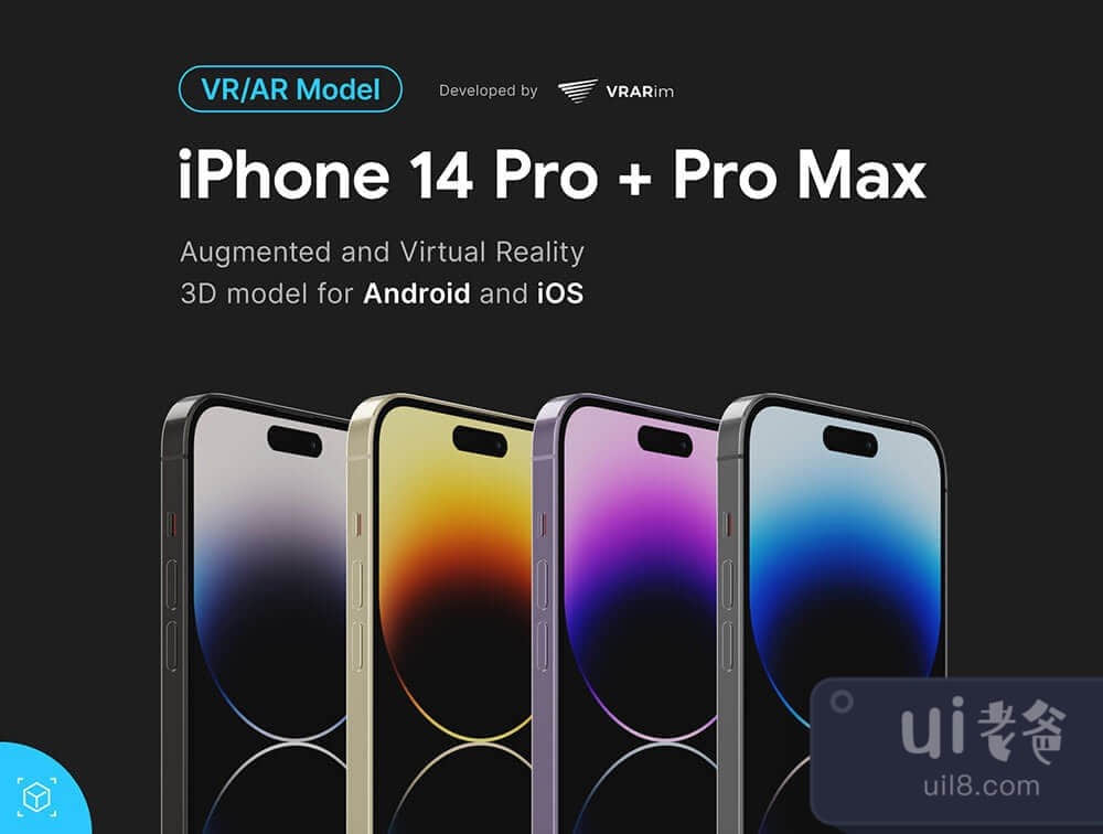 用于增强现实的iPhone 14 Pro和Pro Max 3D模型 (iPhone 14 Pro and Pro Max 3D model for Augmented Reality)插图5