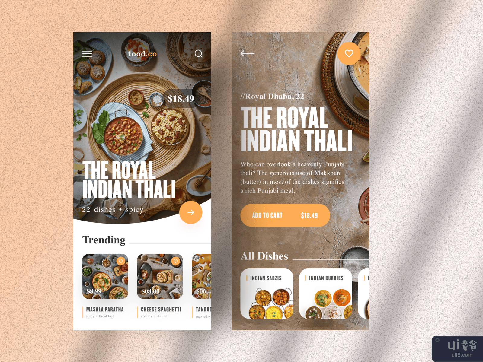 UI Design - Indian Restaurant Ordering App