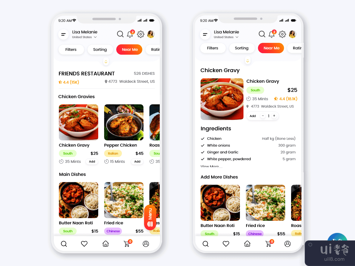 食品订购和交付移动应用程序 UI 套件(Food Order and Delivery Mobile App UI Kit)插图
