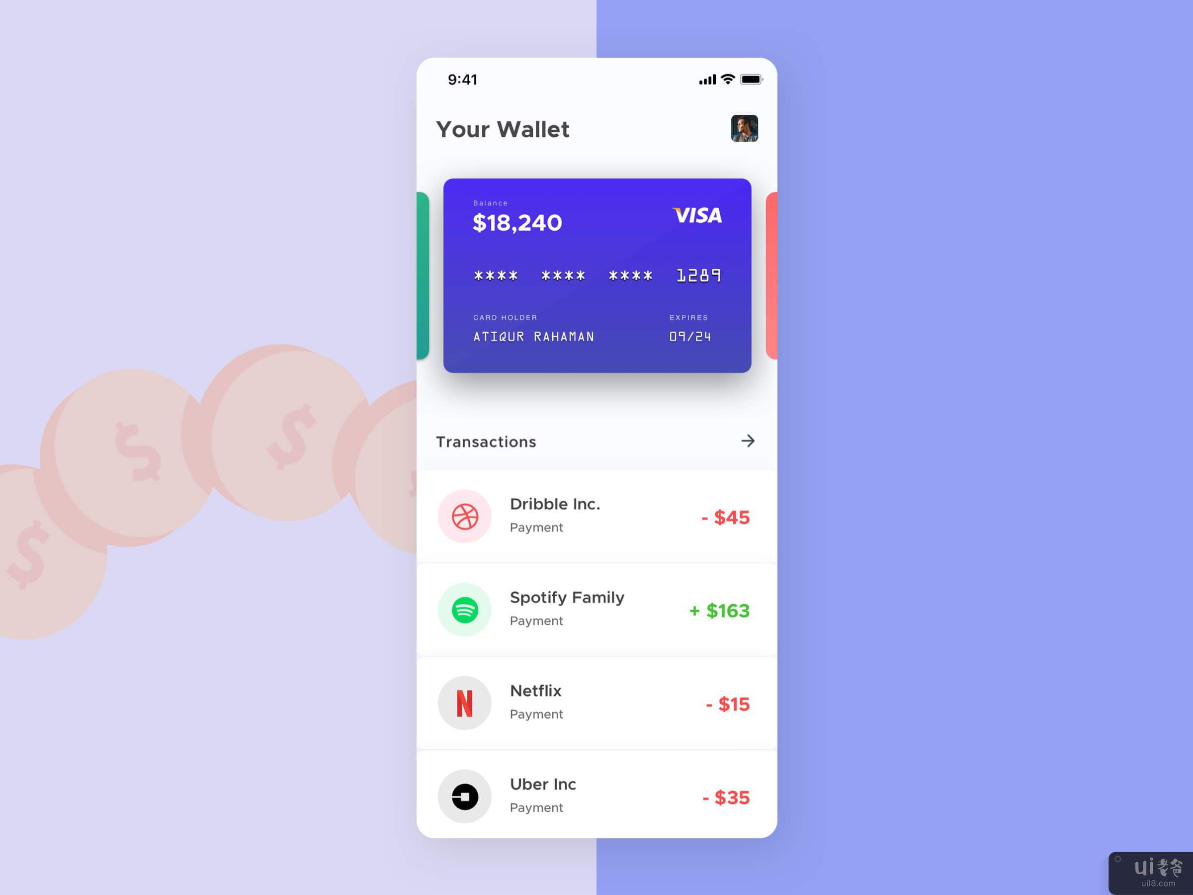 钱包应用概念(Wallet App Concept)插图