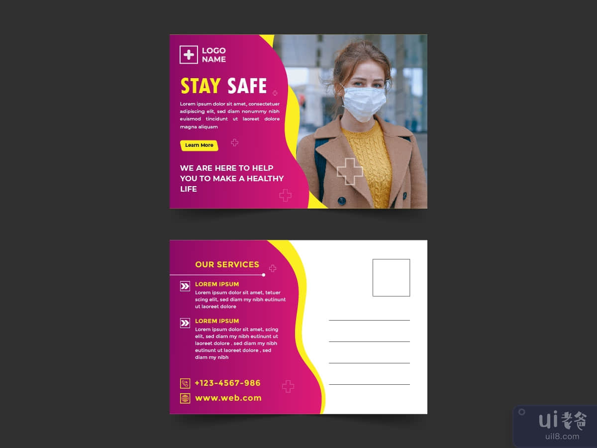 stay safe corona virus  postcard design