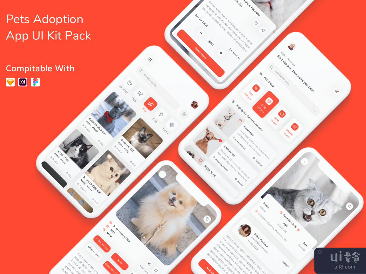 Pets Adoption App UI Kit Pack