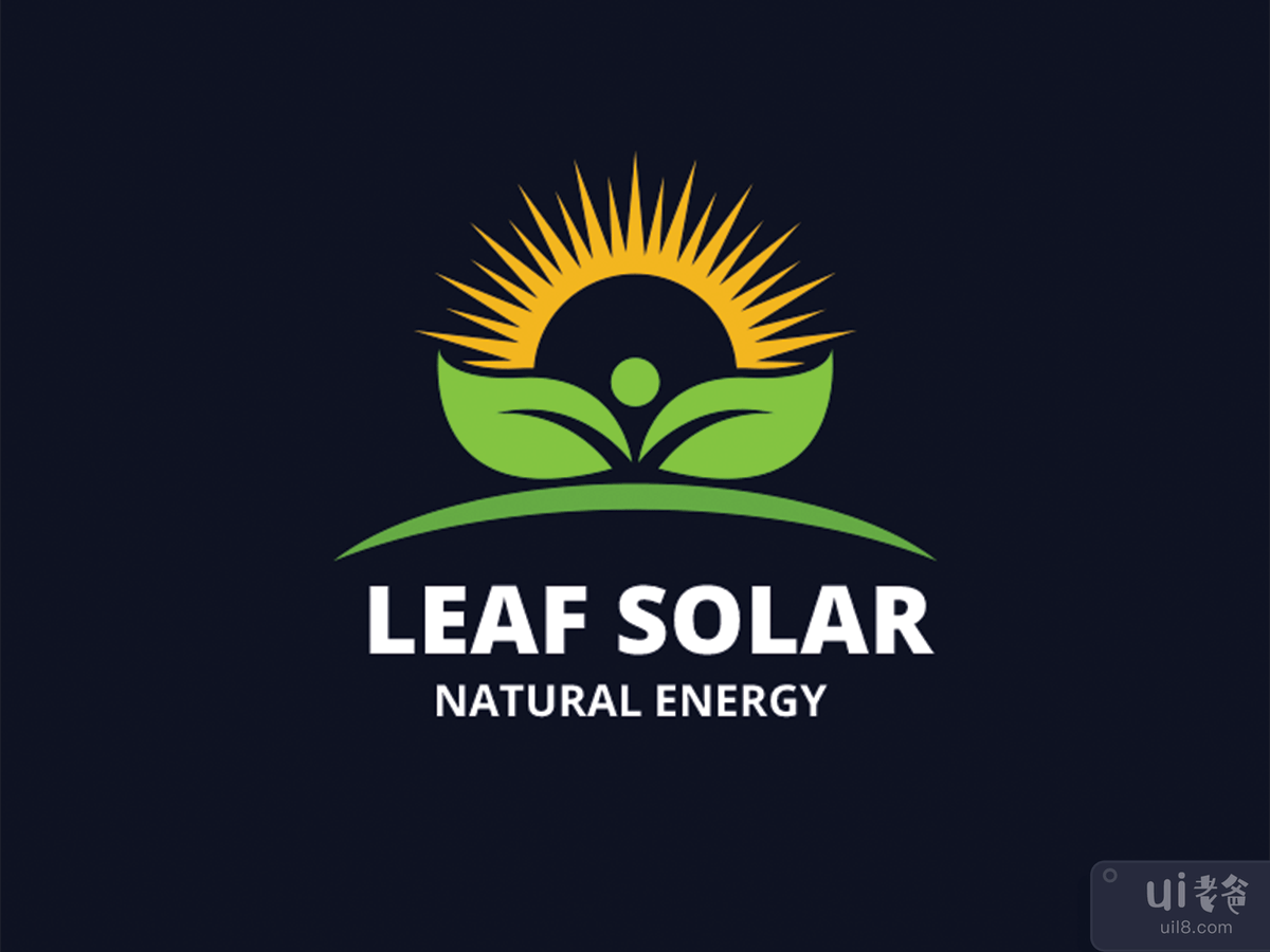 叶太阳能自然能源标志(Leaf Solar Natural Energy Logo)插图