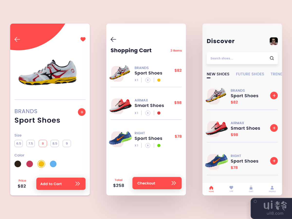 鞋子应用界面(Shoes App UI)插图