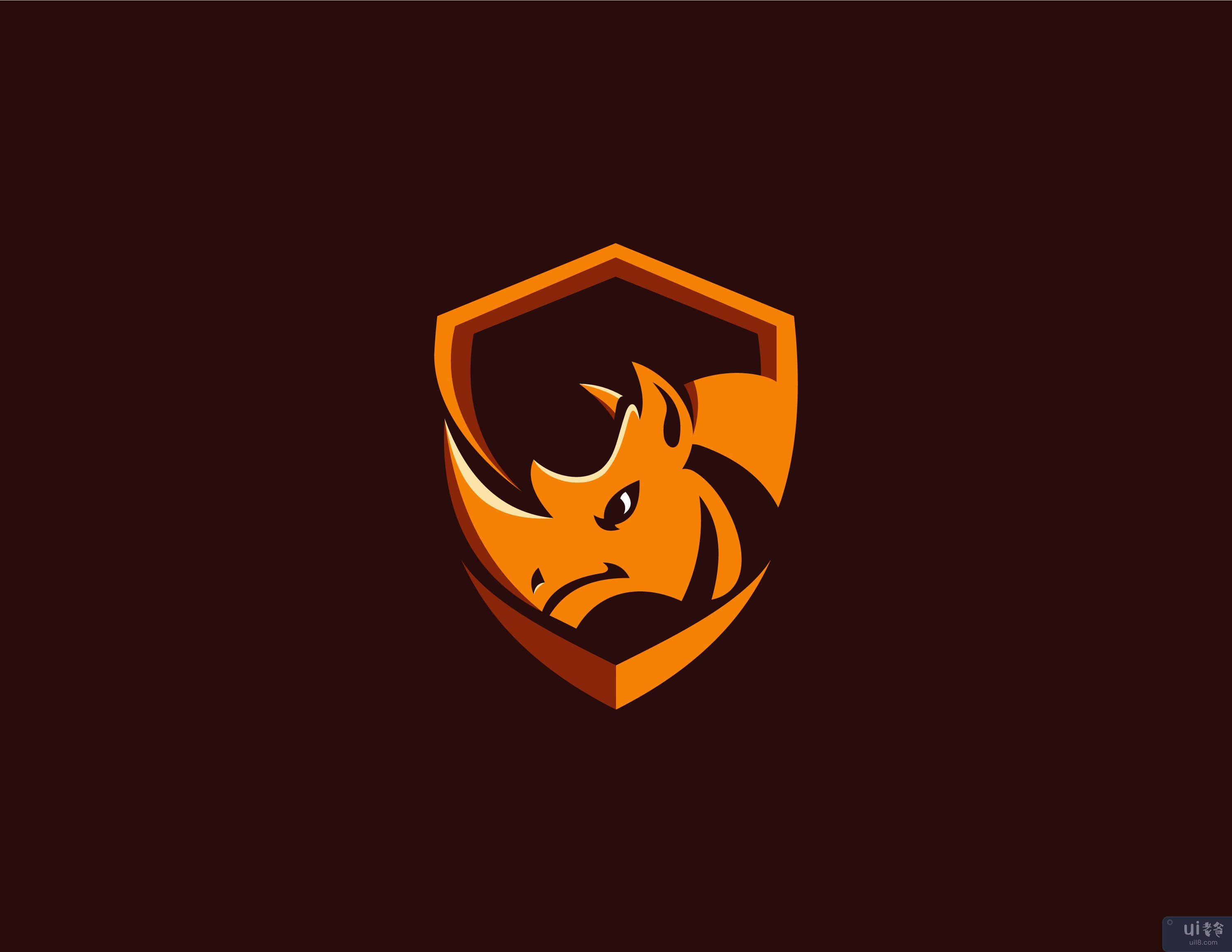 头犀牛盾动物标志矢量(Head rhino shield animal logo vector)插图