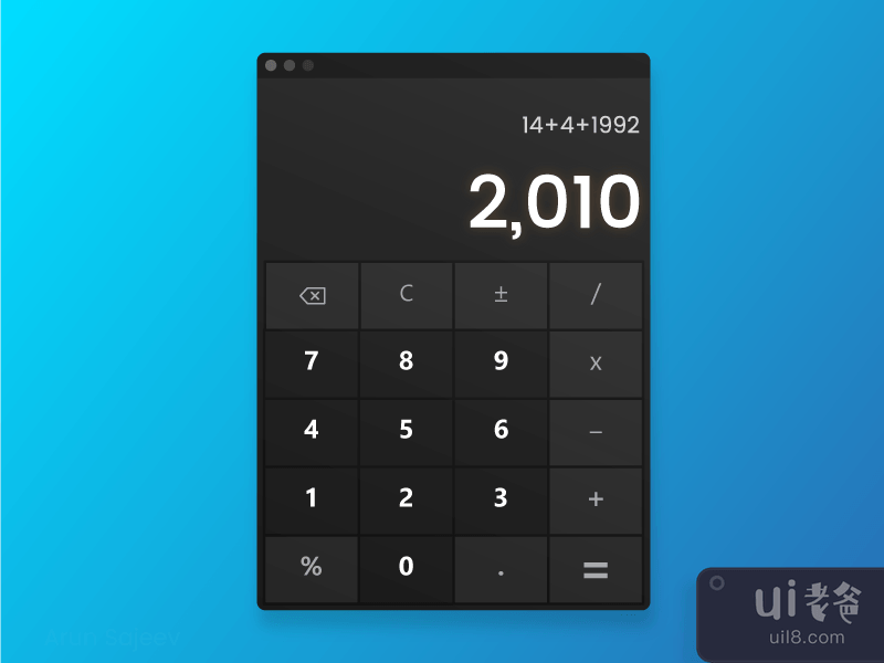 Daily UI Challenge #004 Calculator User Interface