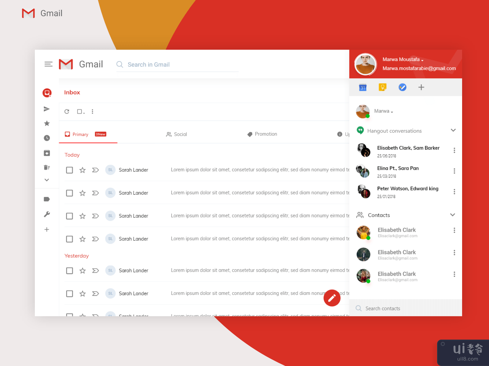 Gmail 重新设计网页模板(Gmail Redesign web template)插图