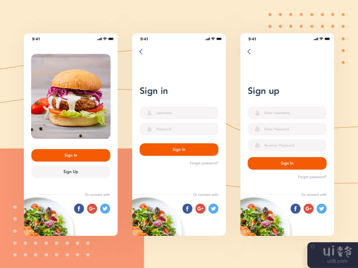 Sign In & Sign Up - Food Delivery App Template Ui Kit