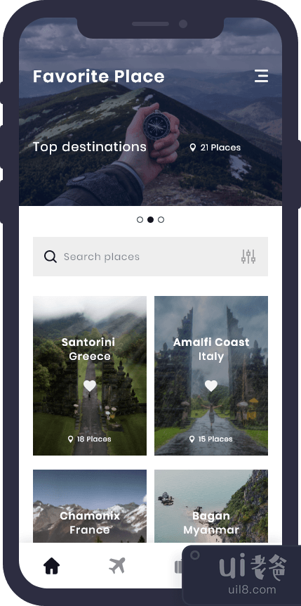 最喜欢的地方和旅游应用程序用户界面(Favorite Place &  Travel App UI)插图2
