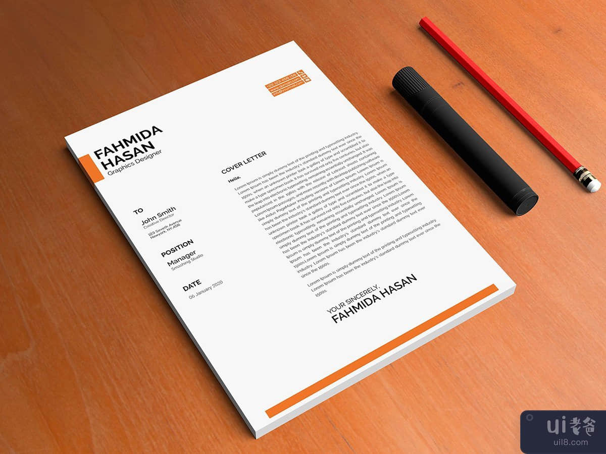 PSD 简历和求职信模板(PSD Resume & Cover Letter Templates)插图1