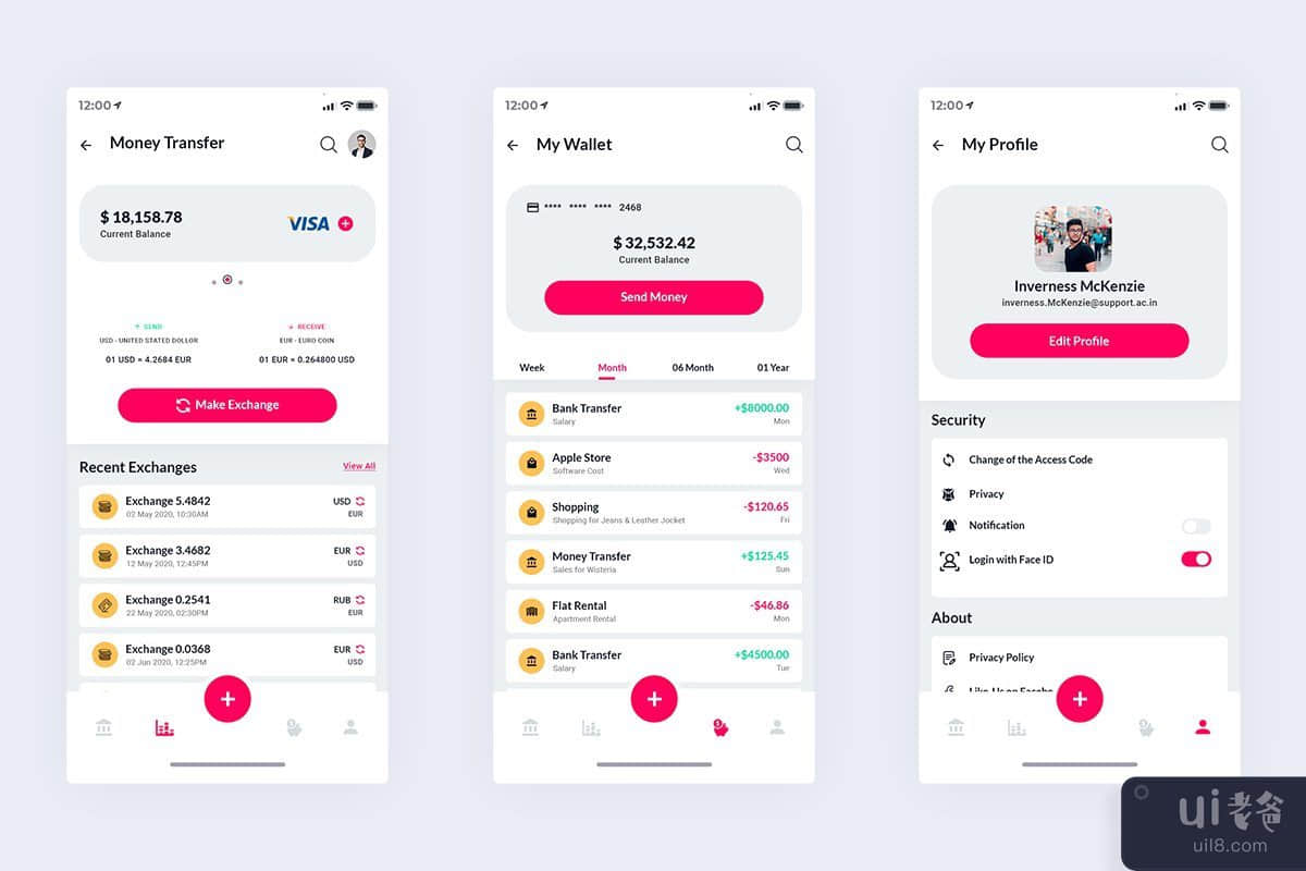 Finance Wallet 移动应用 Ui Kit 轻量版 (SKETCH)(Finance Wallet Mobile App Ui Kit Light Version (SKETCH))插图