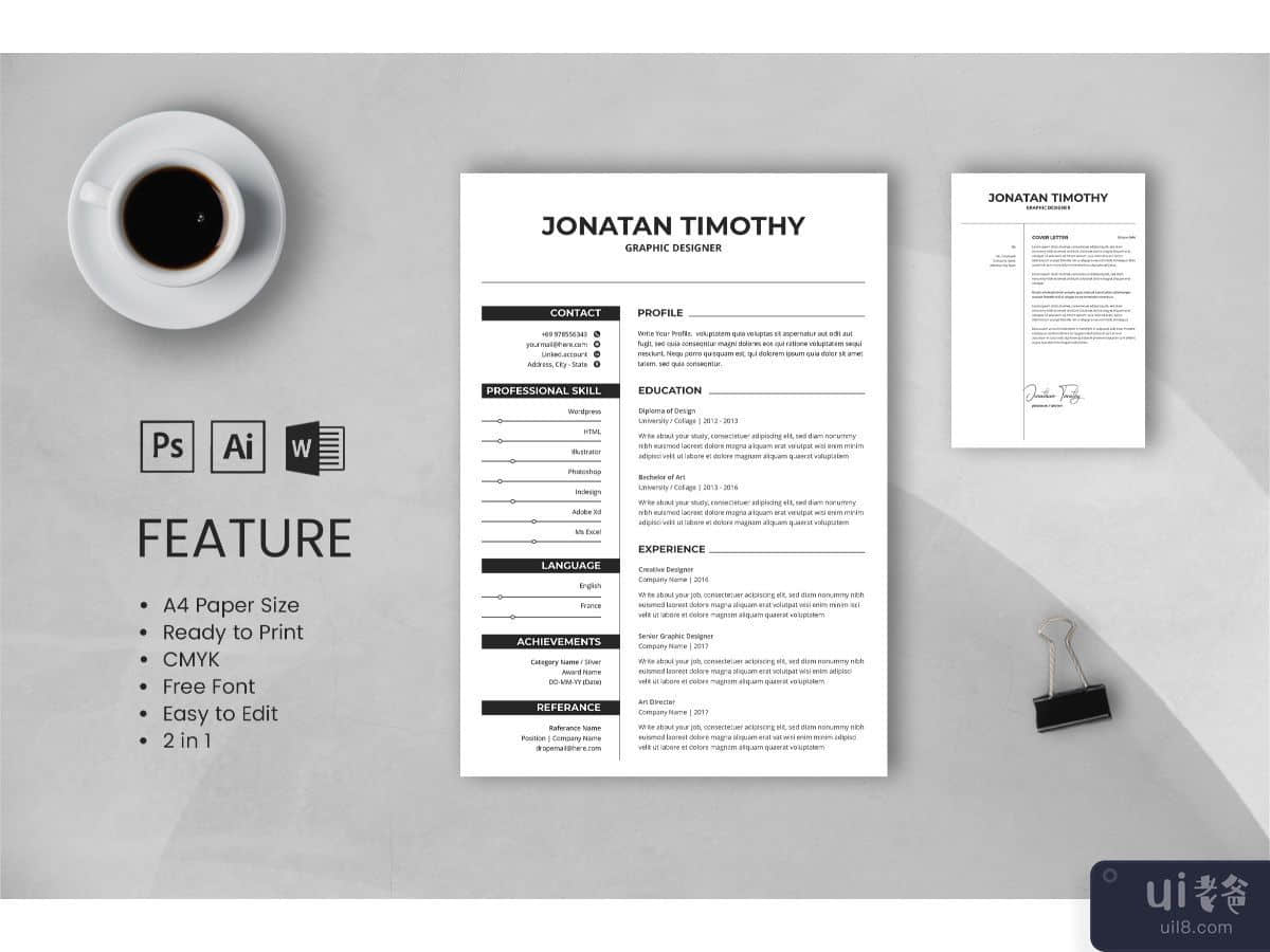 CV Resume Graphic Designer Profile 9